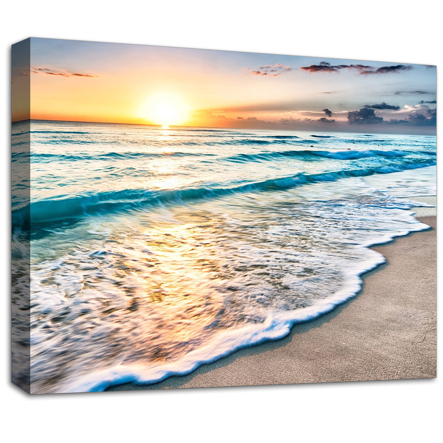 Beach Wall Art Canvas - Coastal Decor for Bathroom & Bedroom (12x16in)