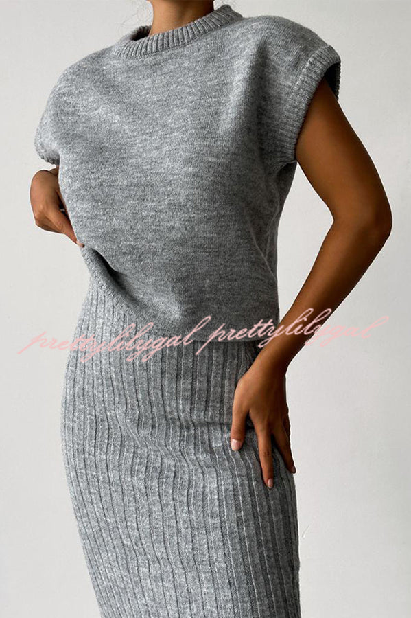 Triko Knit Short Sleeve Sweater & Stretch Ribbed Midi Skirt Set for Women | Casual Outfit for Spring & Fall | Perfect for Office, Date Night & Weekend Brunch