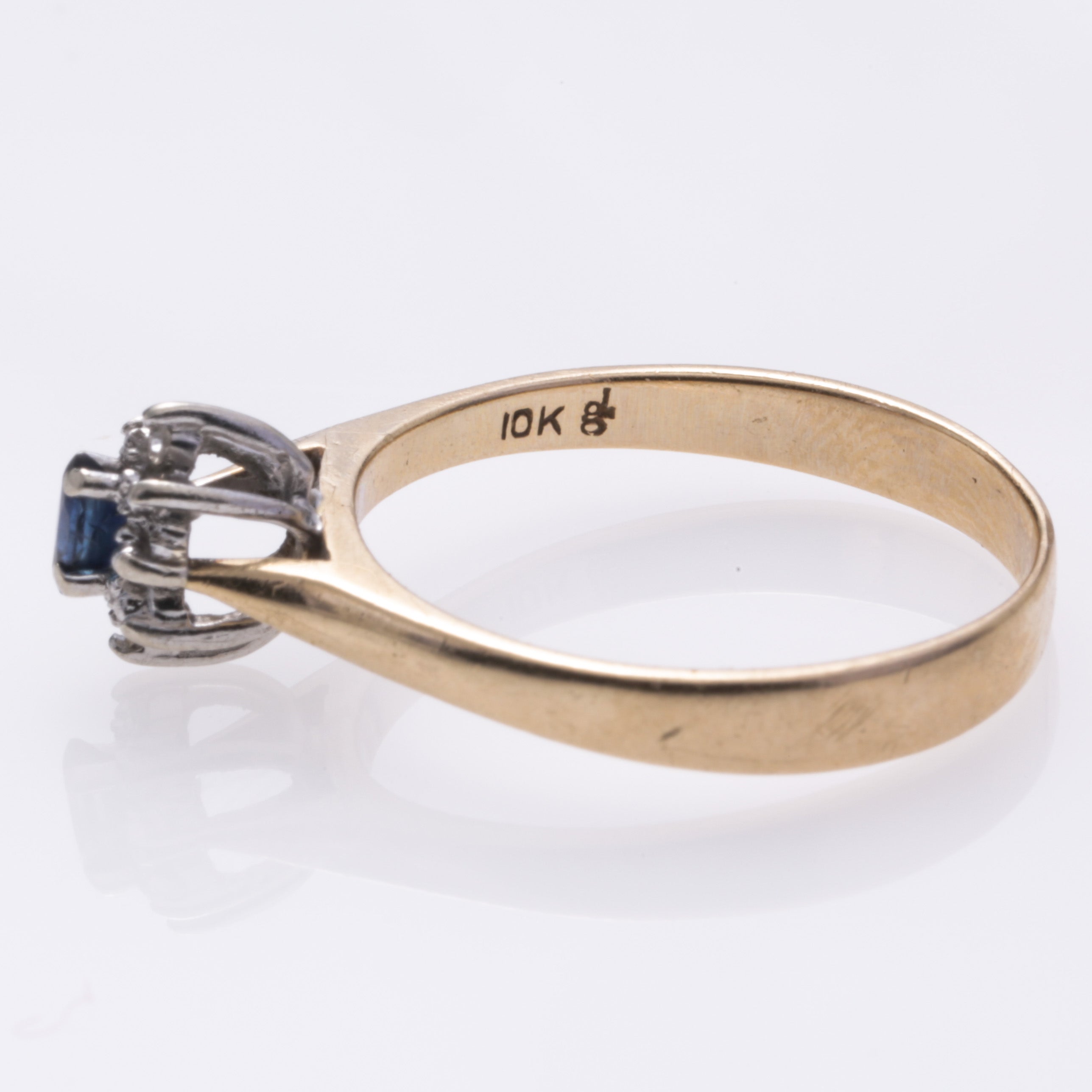 10K Yellow Gold Sapphire and Diamond Ring - 0.14ct Sapphire & 0.02ctw Diamonds - Size 7.75 - Elegant Jewelry for Engagement, Wedding, Anniversary Gifts