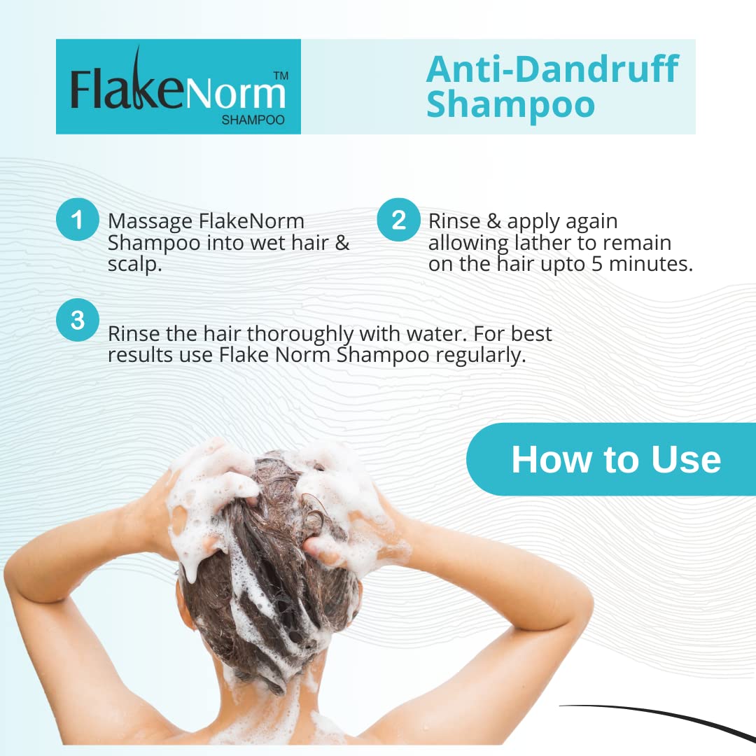 Flake Norm Anti-Dandruff Shampoo 60ml (Pack of 2) - For Men & Women | Long-Lasting Nourishment & Smooth Hair | Reduces Dandruff, Scalp Tenderness & Itchiness | Contains Asiatica Extract & Olive Oil | Perfect for Daily Hair Care & Scalp Treatment