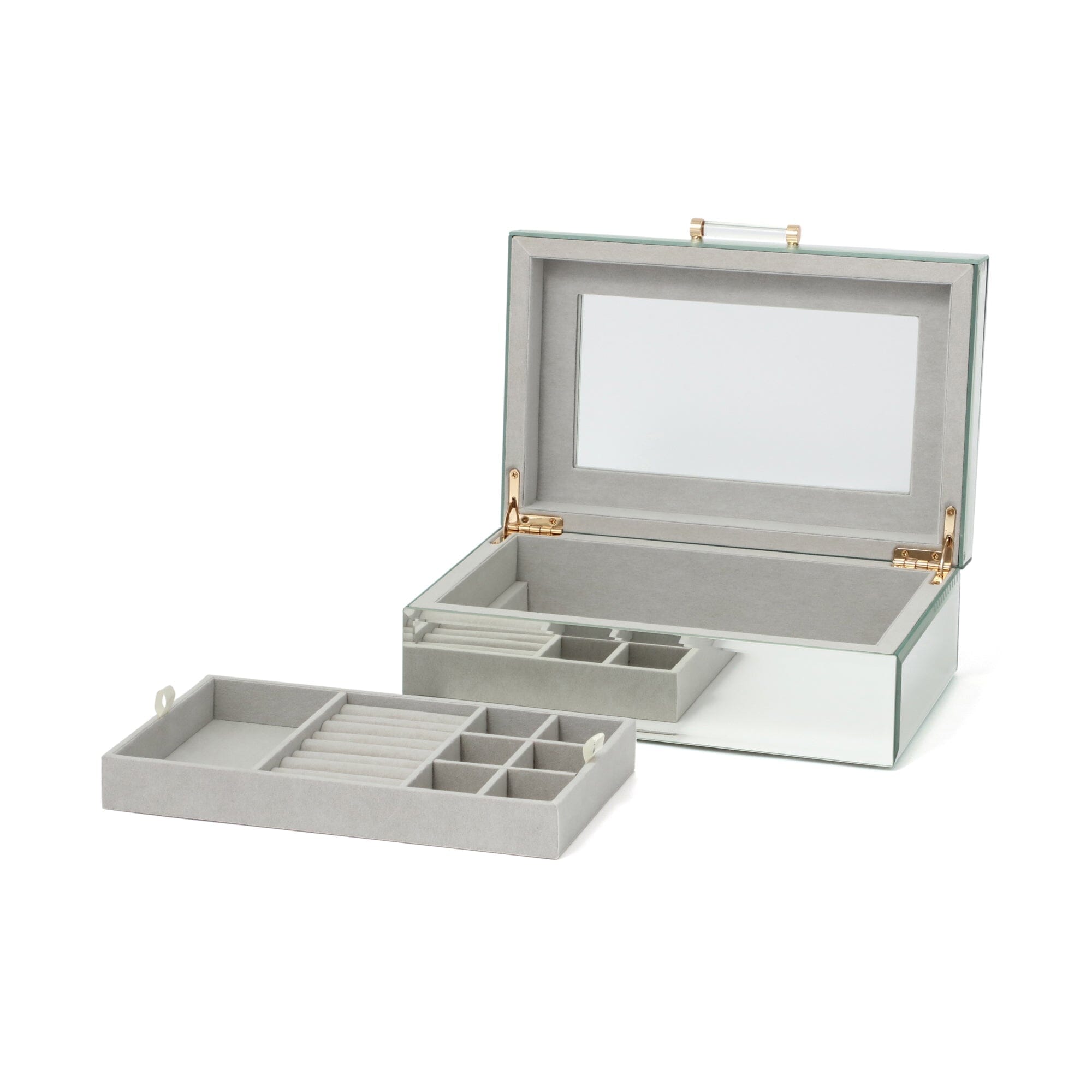 Large Mirror Jewelry Box - Elegant Organizer for Necklaces, Rings & Earrings - Perfect for Dressing Table & Travel