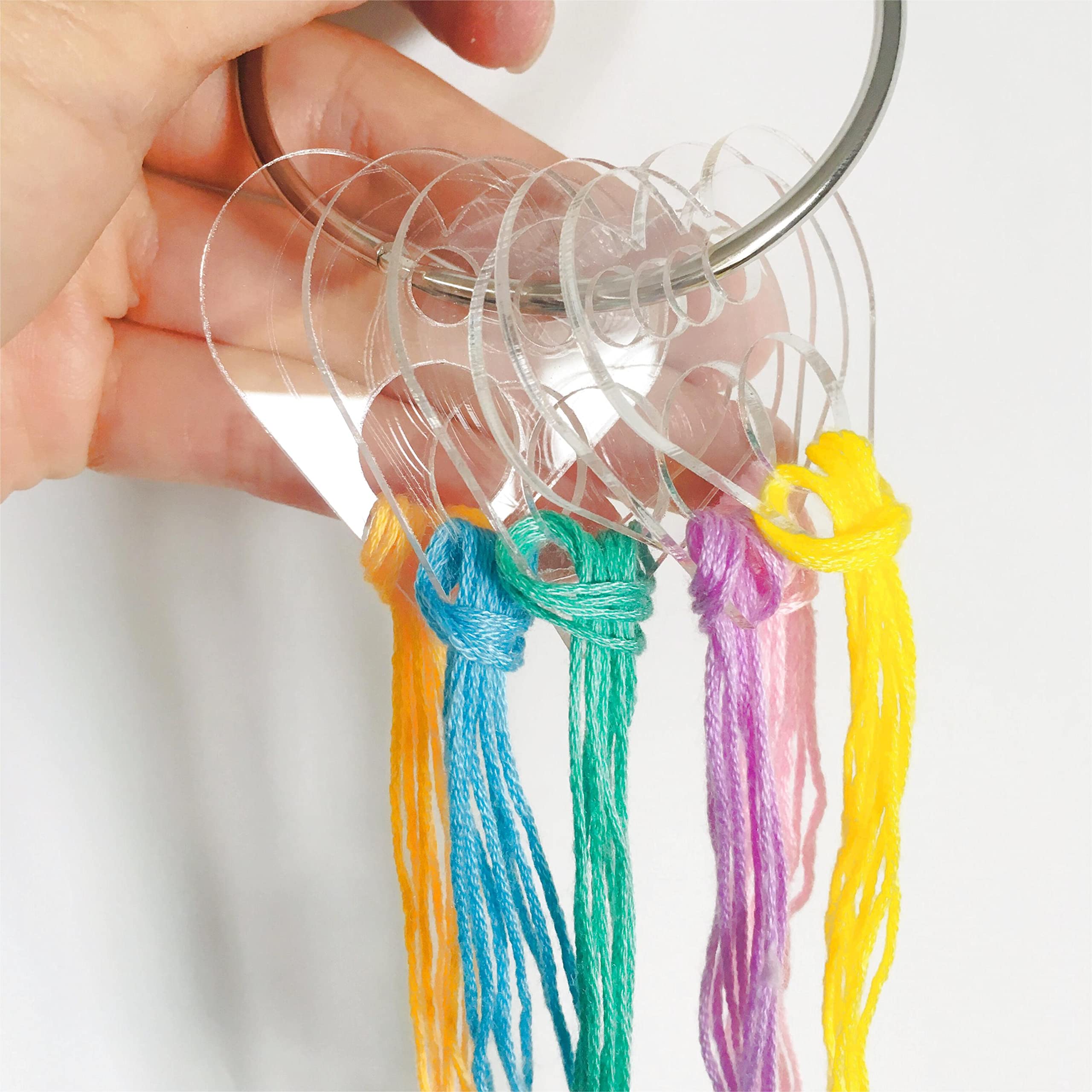 20PCS Clear Heart Acrylic Thread Drops - Cross Stitch Floss Bobbins Organizers for Embroidery Needlework | Perfect for Craft Storage, Sewing Projects & DIY Scrapbooking