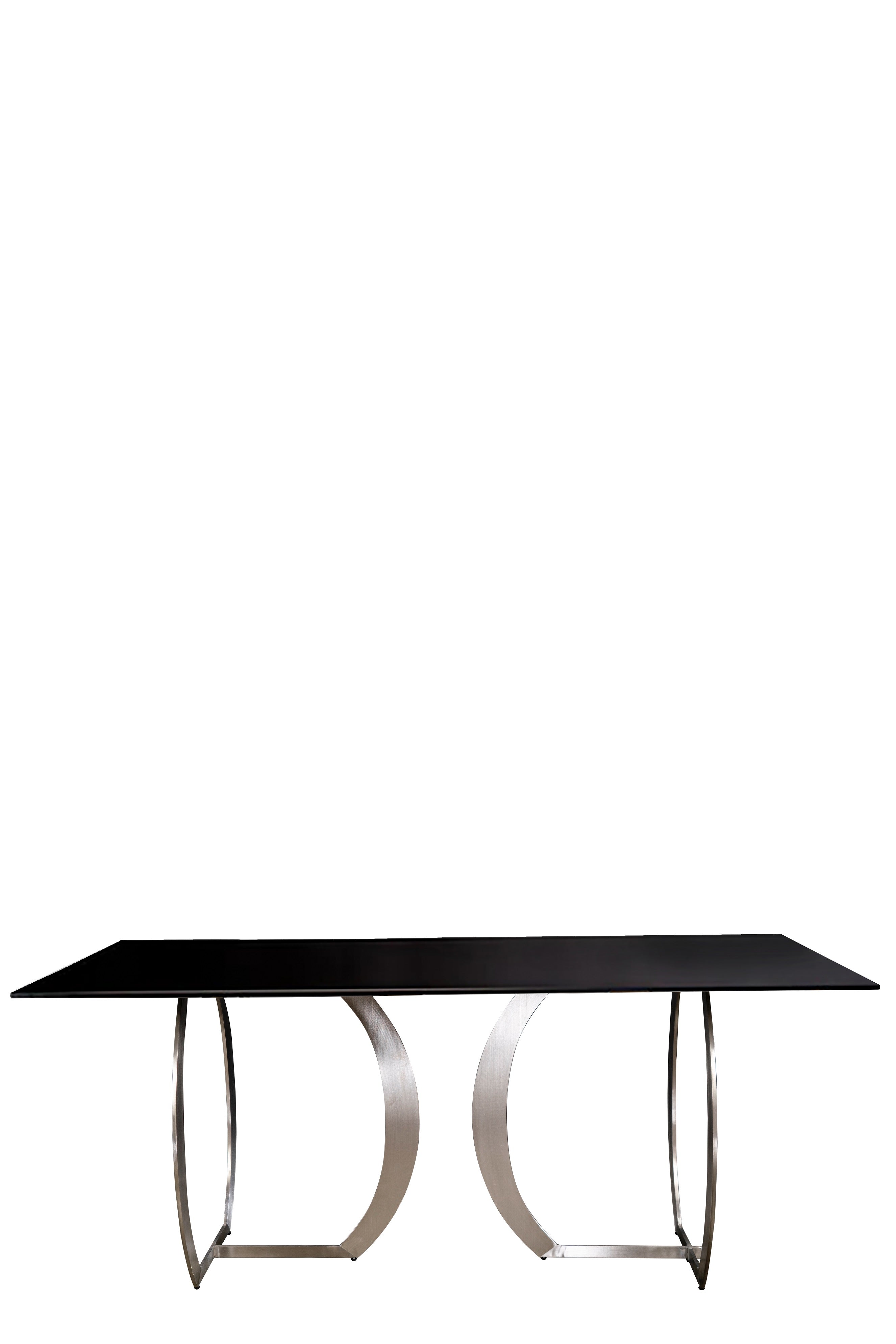Modern Silver Monique Glass Top Dining Table - Elegant & Durable for Dining Room, Kitchen, or Restaurant