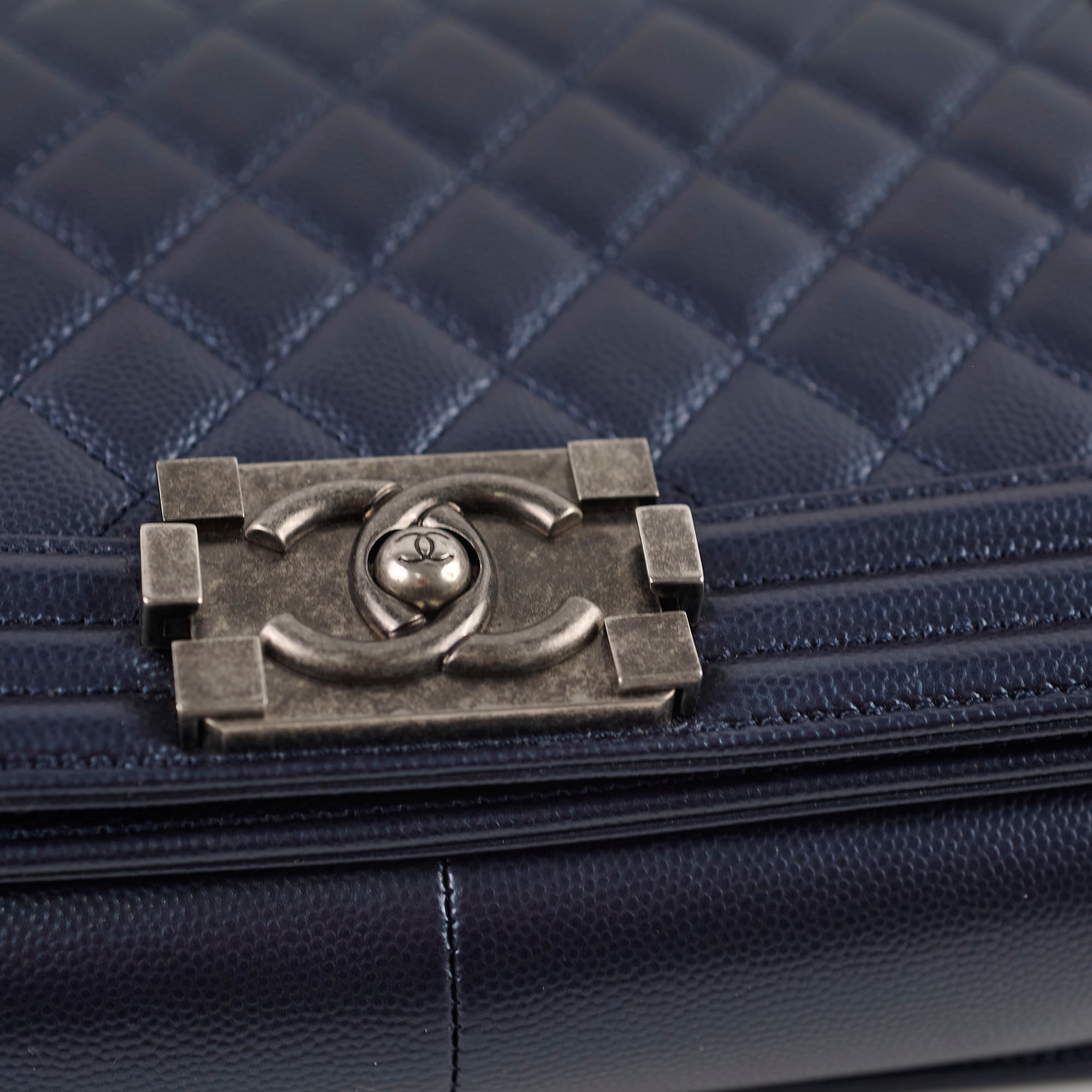 Chanel Old Medium Caviar Boy Bag in Metallic Blue - Luxury Crossbody Shoulder Bag for Women | Perfect for Date Night, Parties & Special Occasions
