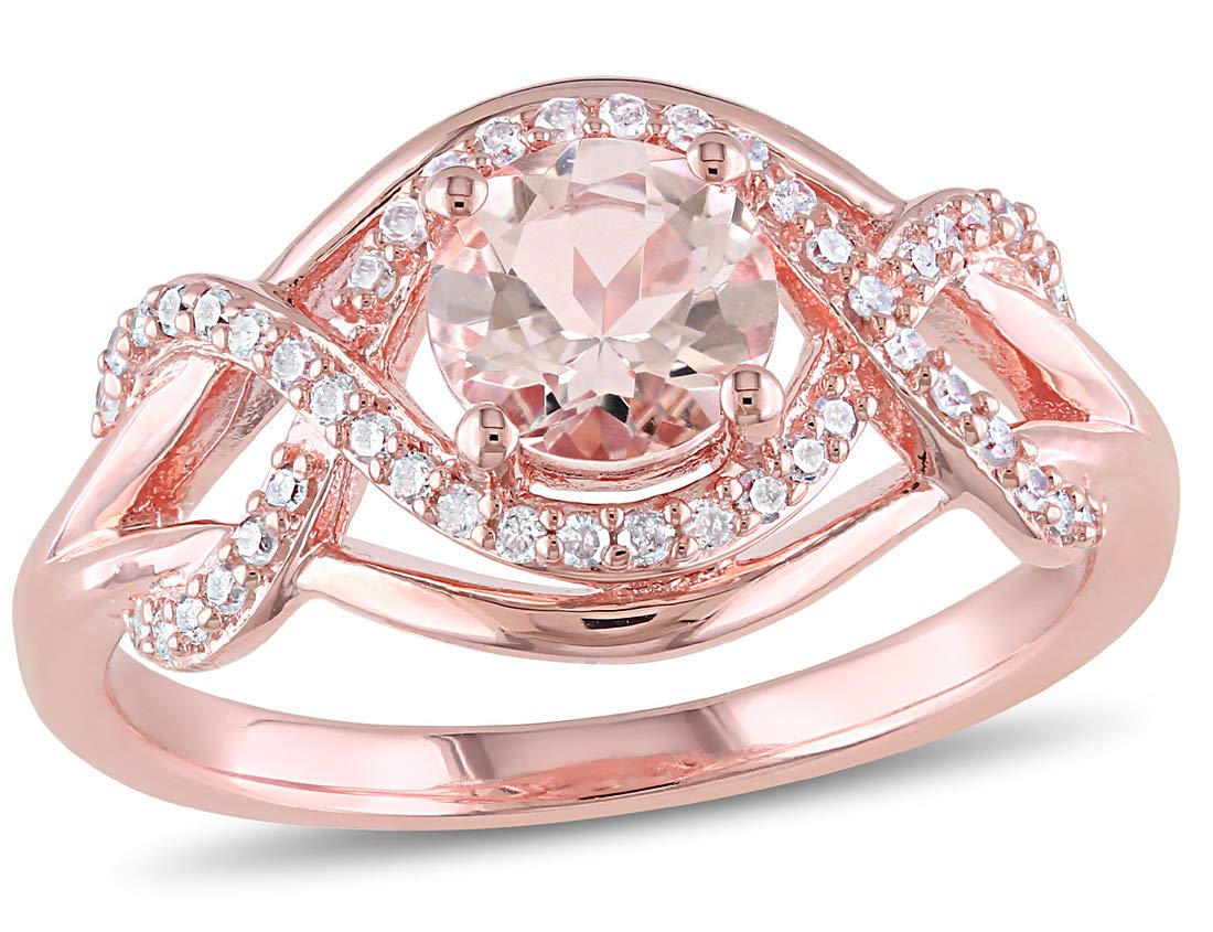 4/5 Carat (ctw) Rose Pink Morganite Infinity Ring in Sterling Silver with Accent Diamonds - Perfect for Engagement, Anniversary & Romantic Gifts
