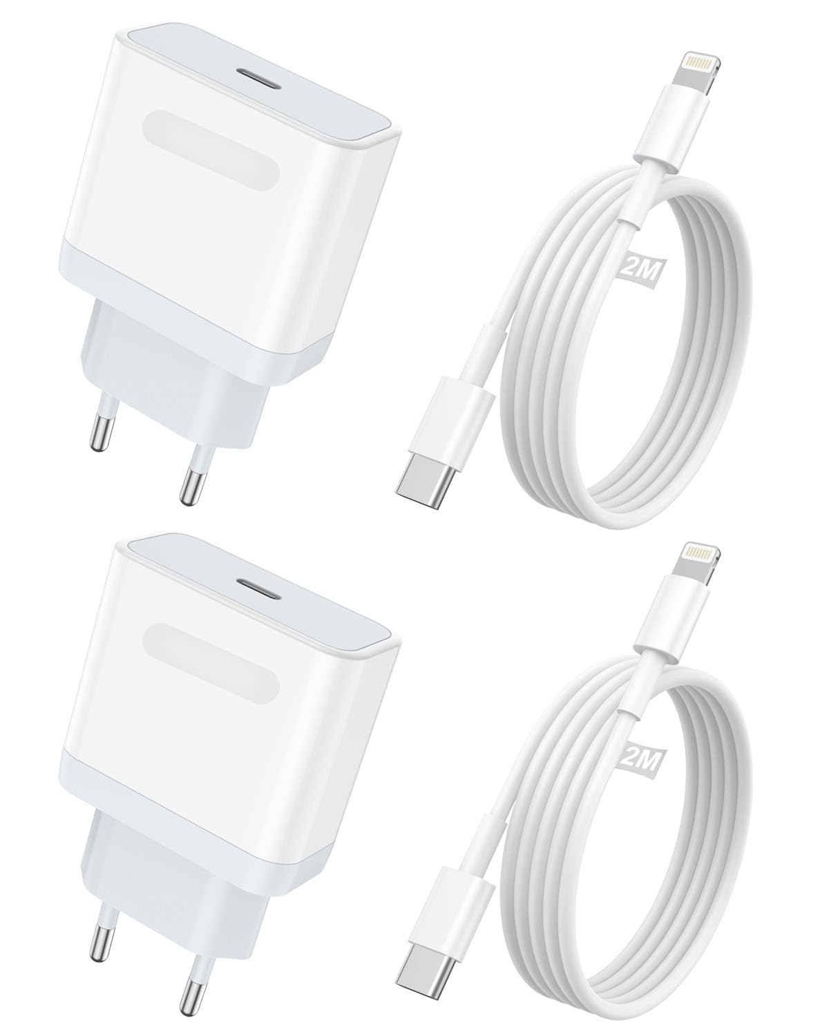 MFi Certified Fast Charger for iPhone 14/13/12/11/X/8 & iPad - 2 Pack USB C Charger with 6.6ft Lightning Cable - Quick Charge Power Adapter for iPhone 14 Pro Max/13 Pro/12 Pro/XR/XS/SE - Perfect for Home, Office & Travel Use