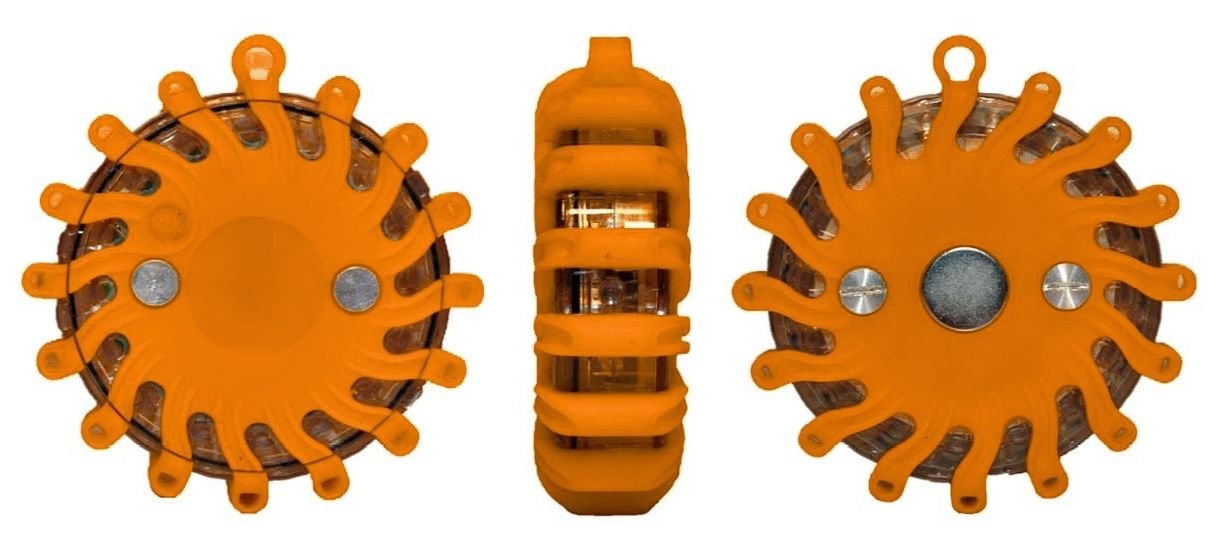 RPF16LLM6 6-Pack Rechargeable 16 LED Magnetic Emergency Flares - 9 Functions Amber Roadside Safety Lights for Cars, Trucks & Camping | Perfect for Nighttime Breakdowns, Camping & Hazard Signaling