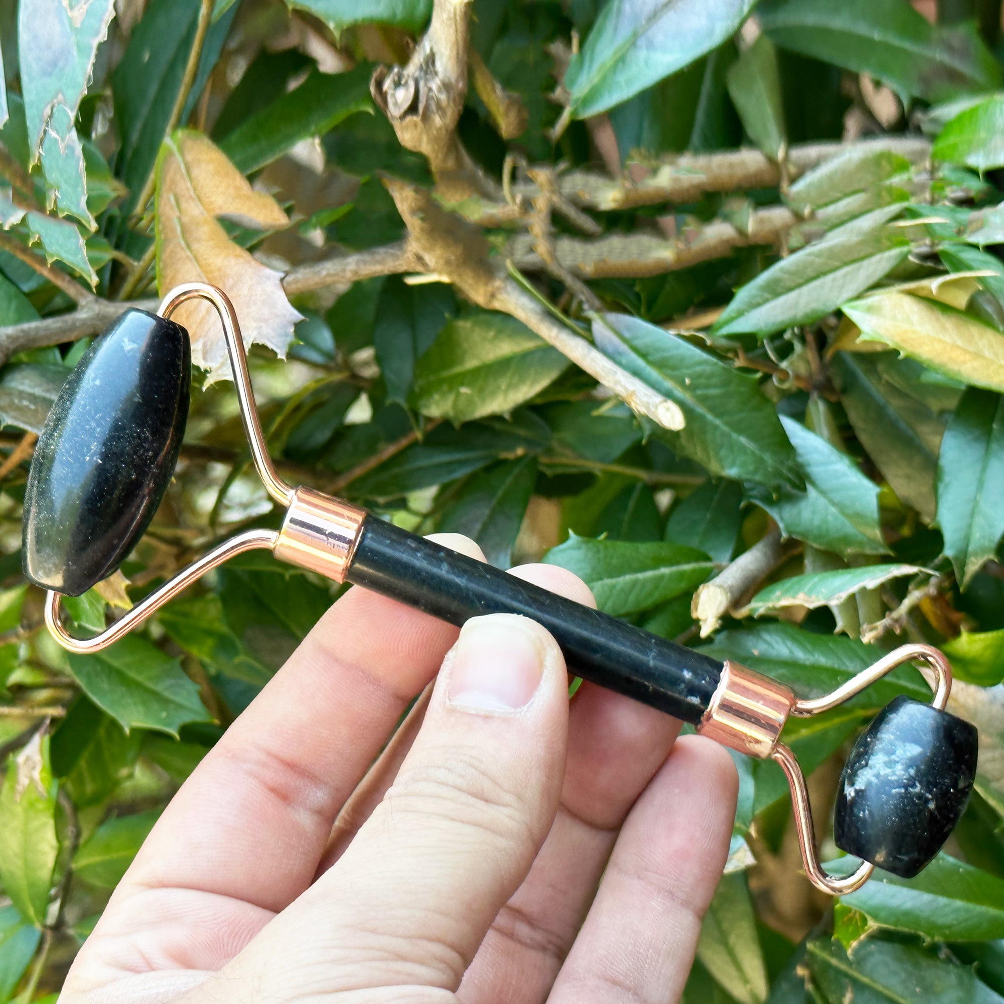 Black Jade Face Roller Massage Tool for Skincare & Anti-Aging - Natural Jade Stone Facial Massager for Lymphatic Drainage & Puffiness Reduction (RSH254) - Perfect for Daily Skincare Routine & Spa Relaxation