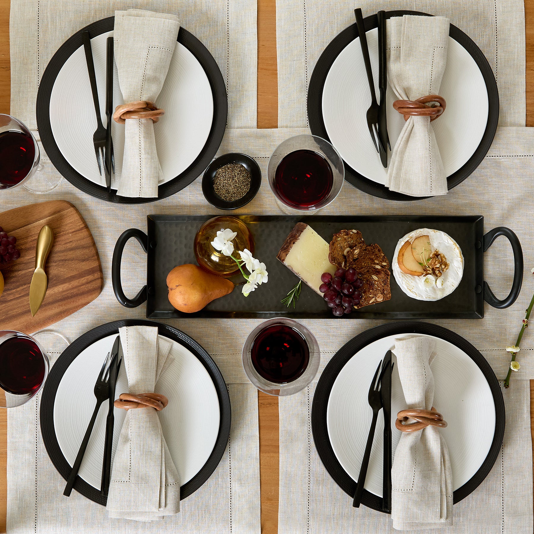 Elegant Classic Hemstitch Placemats Set of 4 - Premium Linen Table Mats for Dining Room Decor - Perfect for Thanksgiving, Christmas Dinner & Formal Entertaining