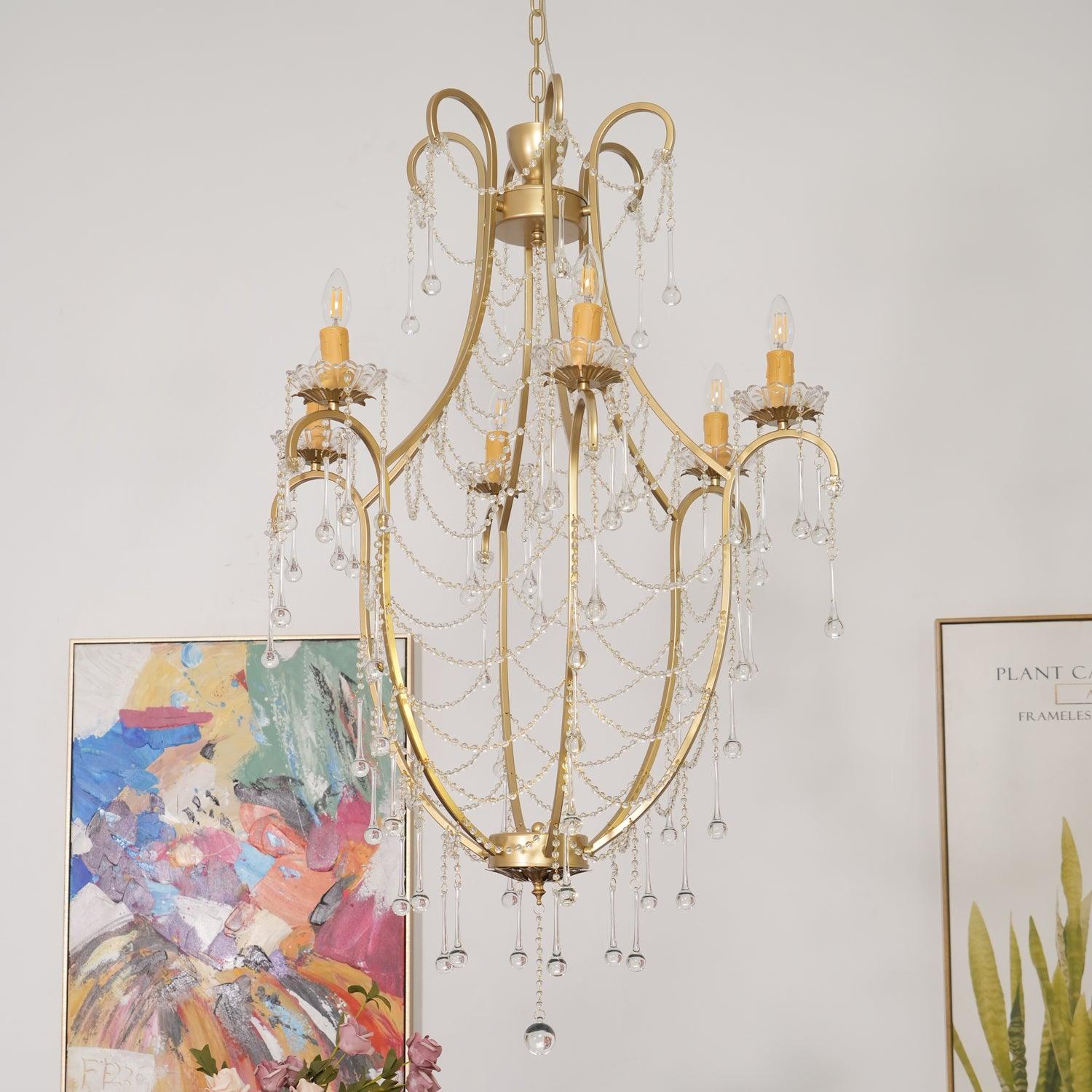 Theresa Crystal Chandelier - Elegant Ceiling Light Fixture for Dining Room, Living Room & Bedroom | Modern Home Decor Lighting
