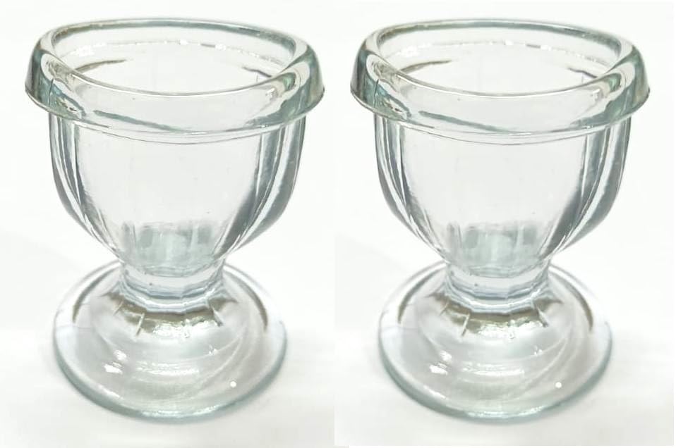 TOnourish Glass Eye Wash Cup Set of 2 (10mL) - Relieves Dry Eyes, Allergies, Irritants & Makeup Residue - Use with Saline Solution for Eye Rinse & First Aid - Perfect for Home, Office & Travel Eye Care