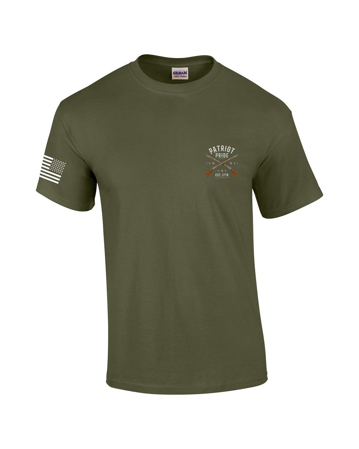 Patriotic American Flag Gun & Bible Graphic T-Shirt for Men - Short Sleeve Casual Tee - Perfect for 4th of July, Veterans Day & Patriotic Events