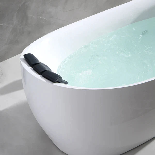 Empava 67-Inch Freestanding Jetted Bathtub - White Acrylic Soaking Tub with Massage Jets (Model 67AIS02) - Perfect for Luxury Bathrooms & Spa Relaxation at Home