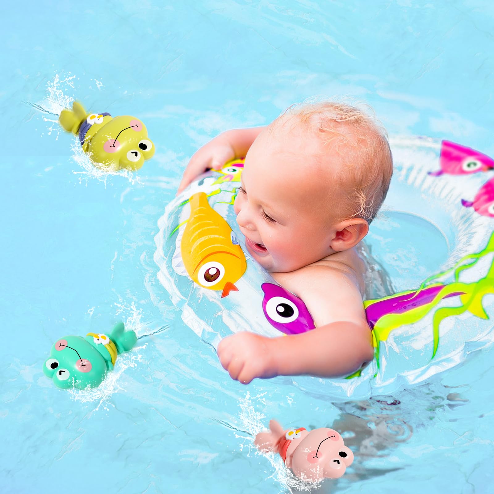 **Best Baby Bath Toys for 6-12 Months - 3 Pack Cute Floating Frog Pool Toys for Toddlers 6M+, Wind-Up Bathtub Toys for Boys & Girls - Montessori Sensory Toys for 1-3 Year Olds - Perfect for Bathtime, Pool Play & Early Learning**