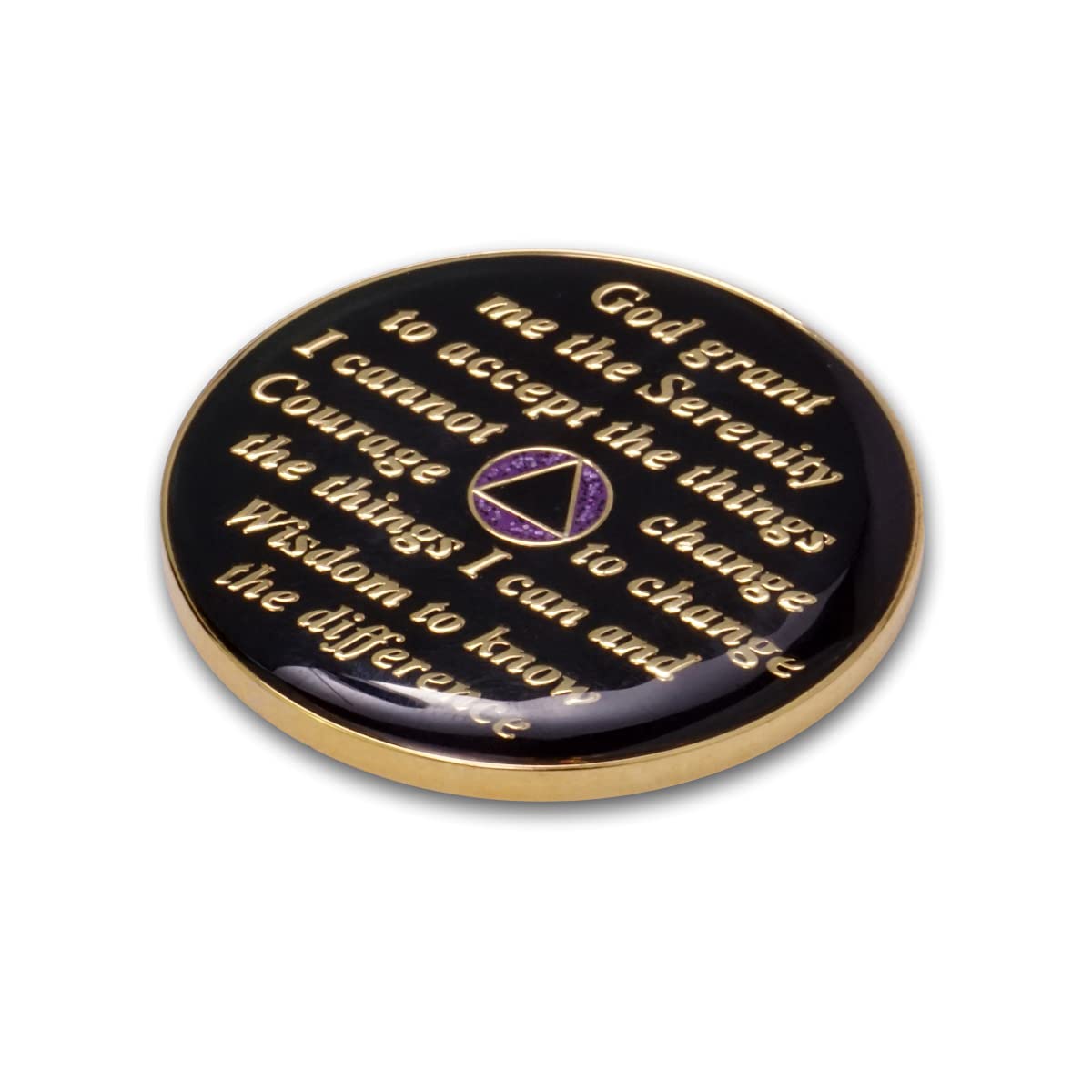 3 Year Sobriety Coin - Glitter Triplate AA Chip Recovery Anniversary Token (Purple) | Celebrate Sobriety Milestones, AA Meetings & 12-Step Programs | Perfect for Gifts, Medallions & Addiction Recovery Support