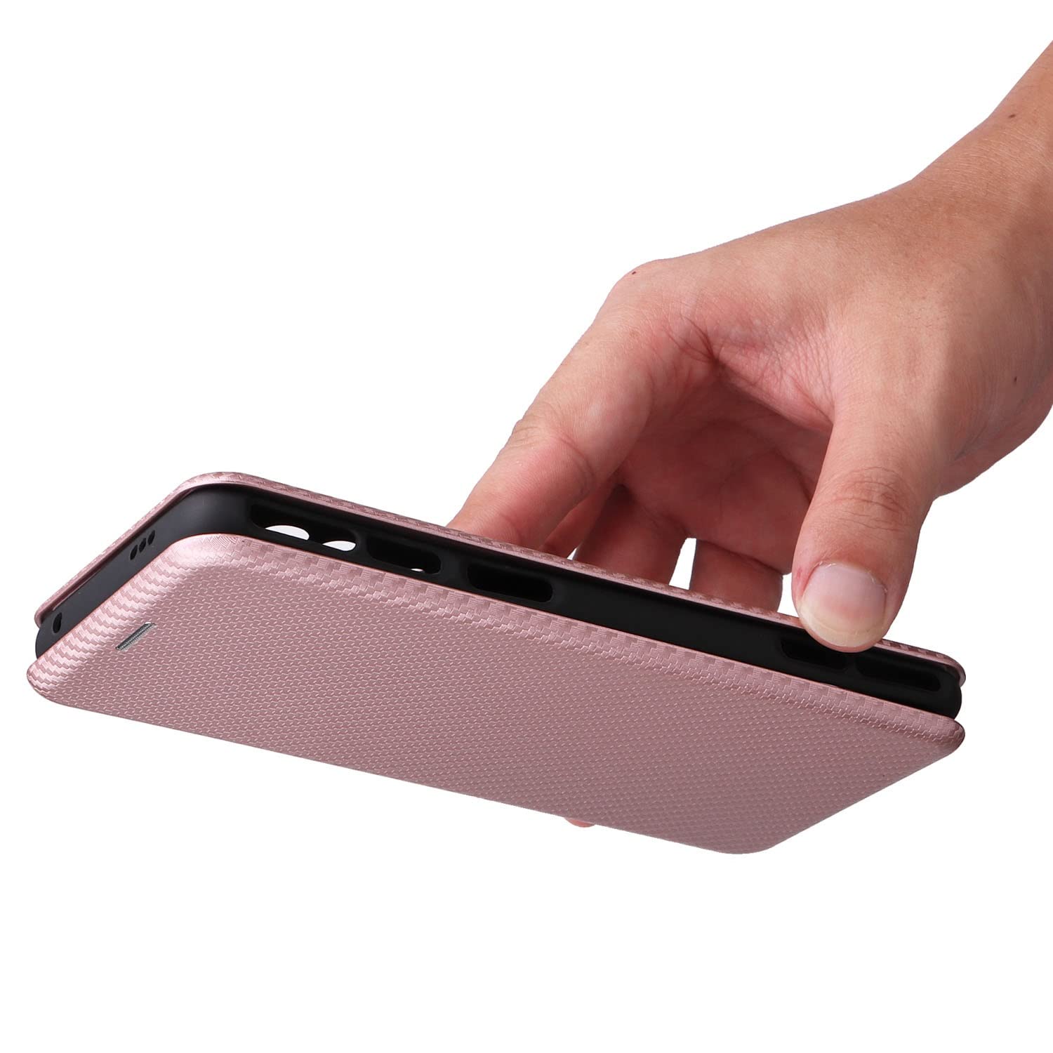 Premium Carbon Fiber PU+TPU Hybrid Flip Case for Xiaomi BlackShark 5 Pro - Shockproof Full Protection Luxury Phone Cover (Pink) | Perfect for Gaming, Travel & Daily Use