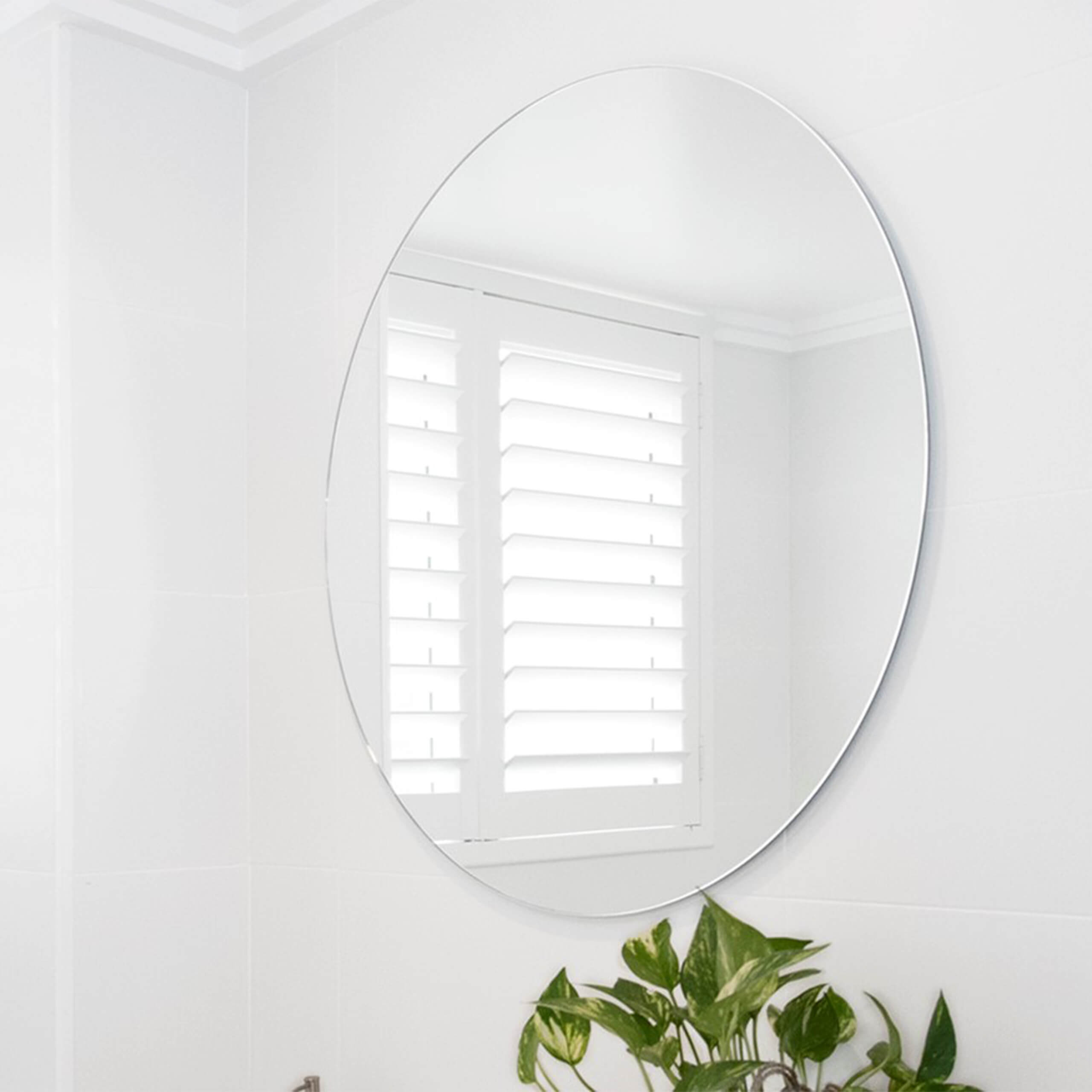 Round Frameless Wall Mirror with Polished Edge - Perfect for Bathroom, Bedroom, and Home Decor