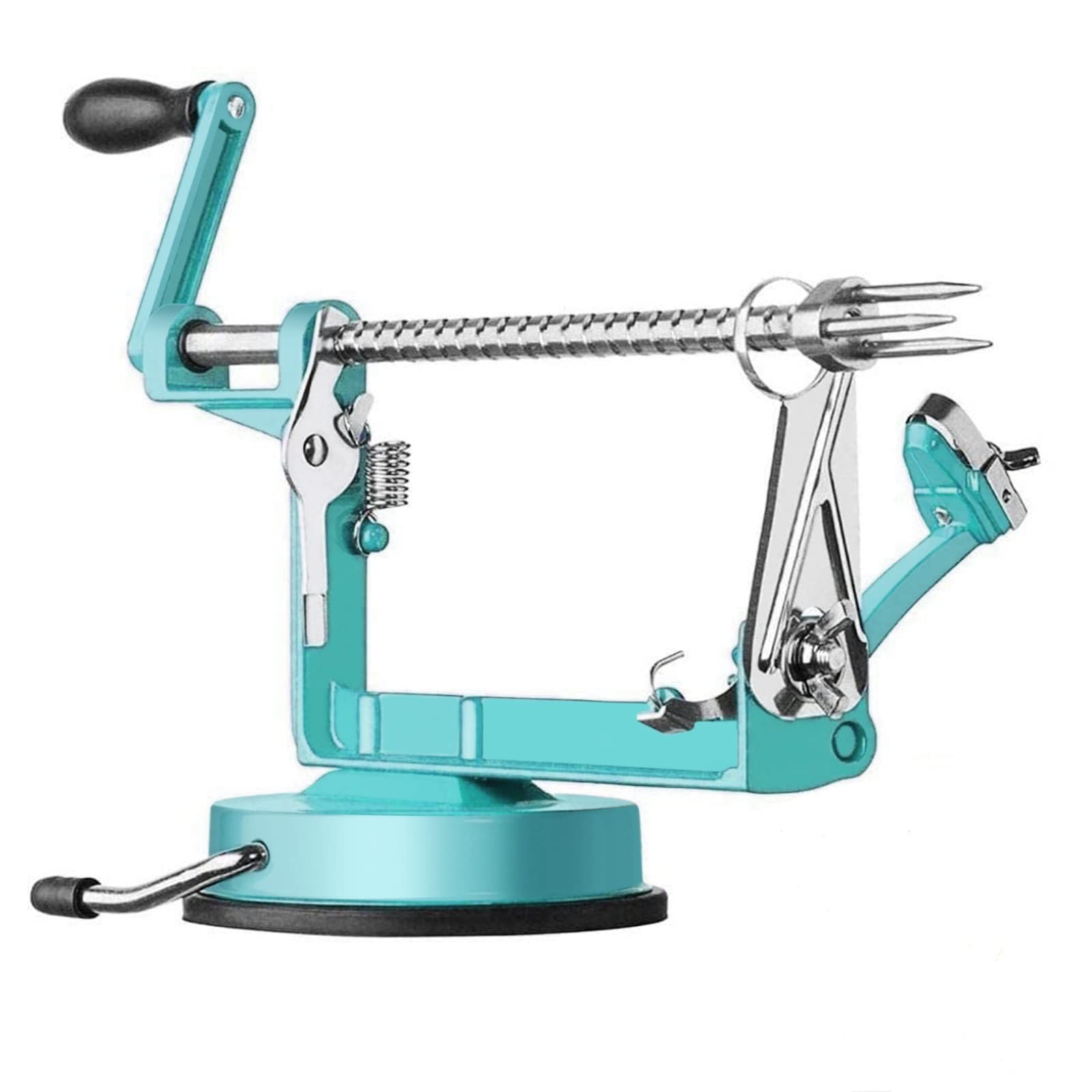 Stainless Steel Apple Peeler Slicer Corer with Powerful Suction Base - Easy to Peel, Slice & Core Apples, Pears, Potatoes (Blue) - Perfect for Baking, Cooking, Meal Prep & Fruit Salad Making