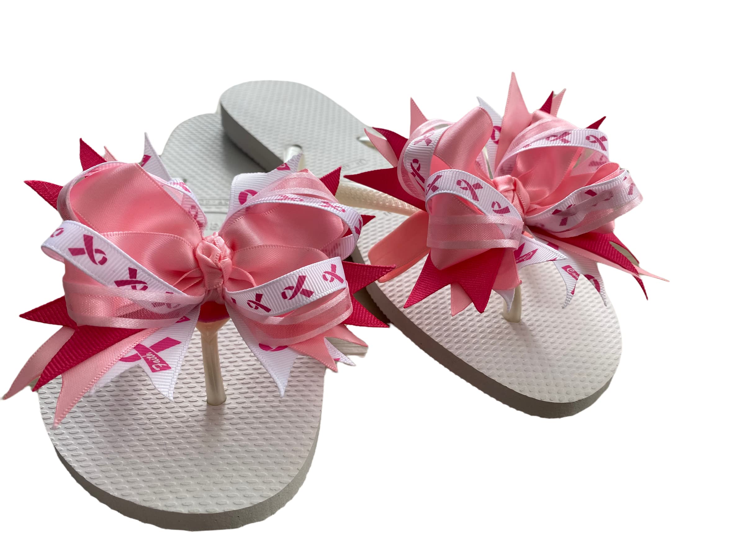 Breast Cancer Awareness Flip Flop Bows - Non-Slip Toe Decorations for Sandals | Perfect for Beach, Pool & Summer Outfits