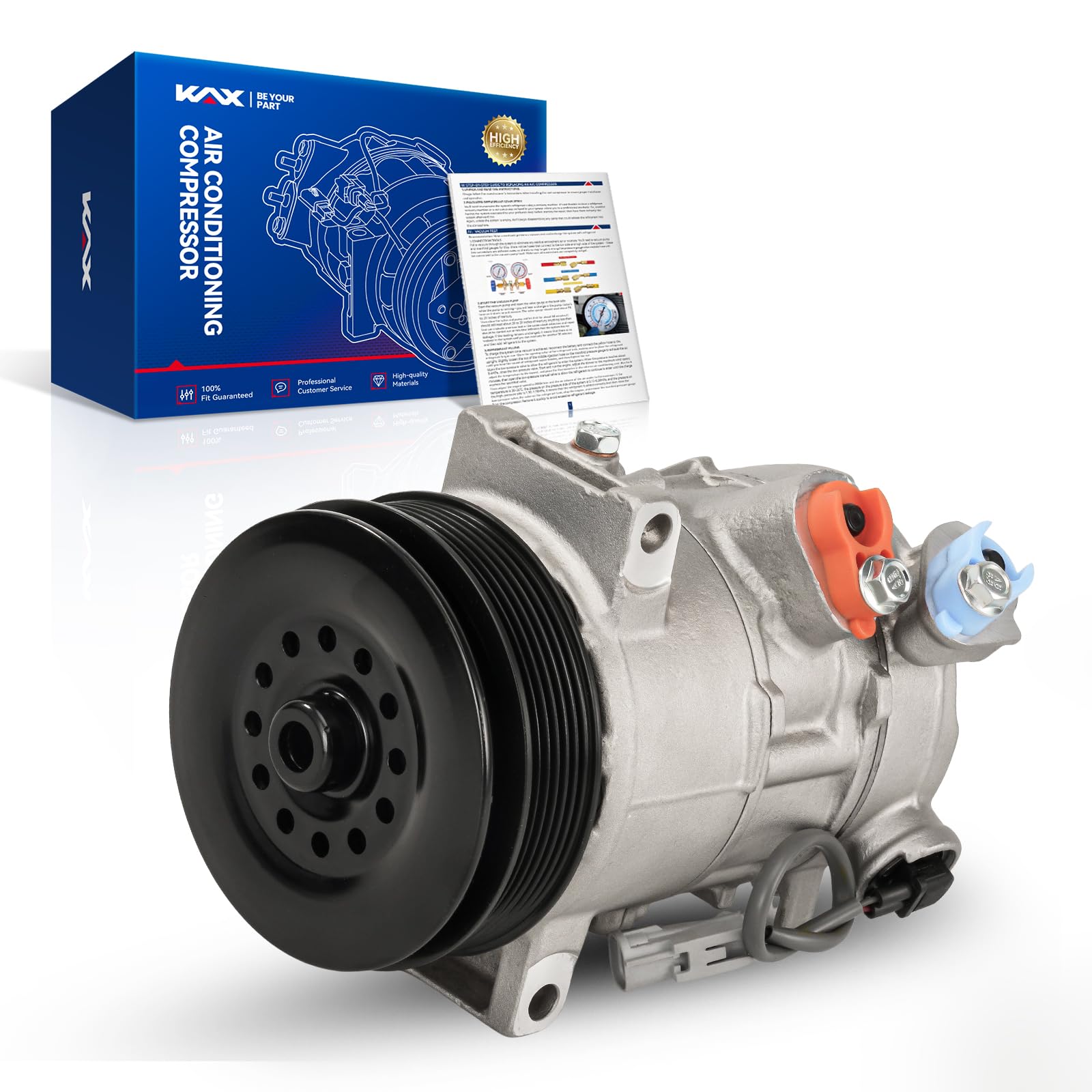KAX AC Compressor 471-0834 158388 Replacement for Jeep Patriot 2009-2017, Dodge Compass 2009-2017, Dodge Caliber 2009-2012 - Air Conditioning Compressor for Cooling System Repair & Maintenance