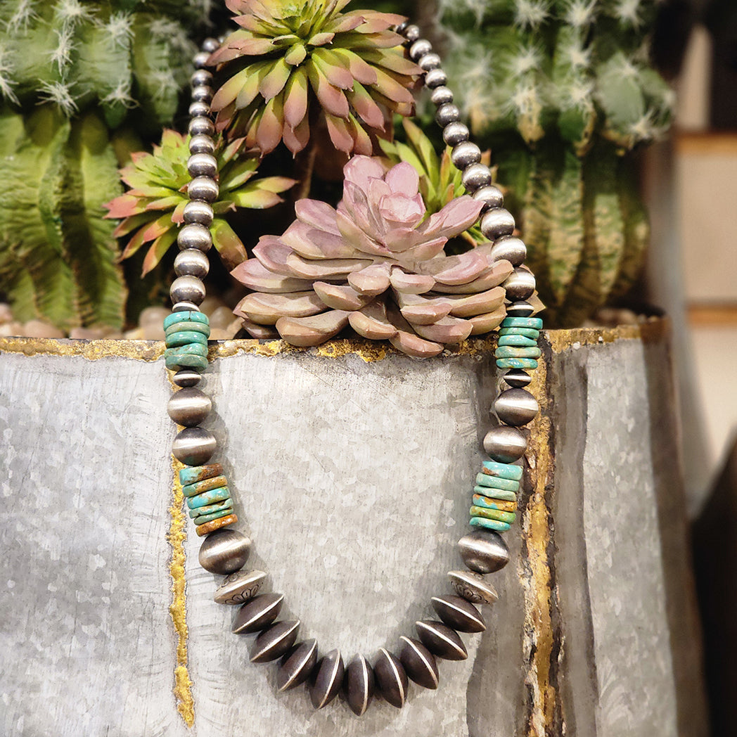 Cameron Navajo Pearl Turquoise Statement Necklace | Handmade Native American Jewelry for Women | Perfect for Boho Fashion, Festivals & Special Occasions