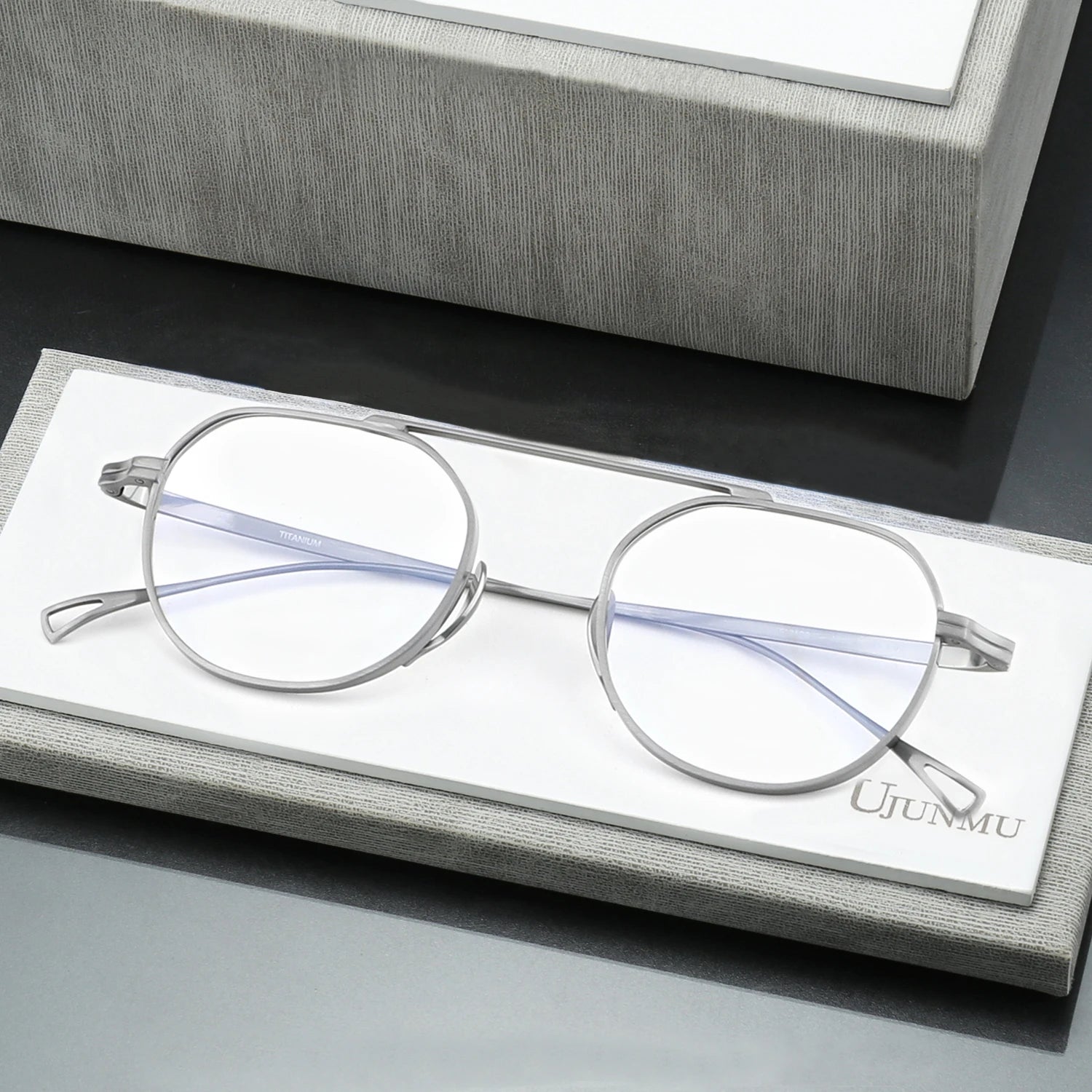 Stylish Unisex Black Titanium Square Frame Eyeglasses - Lightweight & Durable for Work, Reading & Fashion | Model 49503