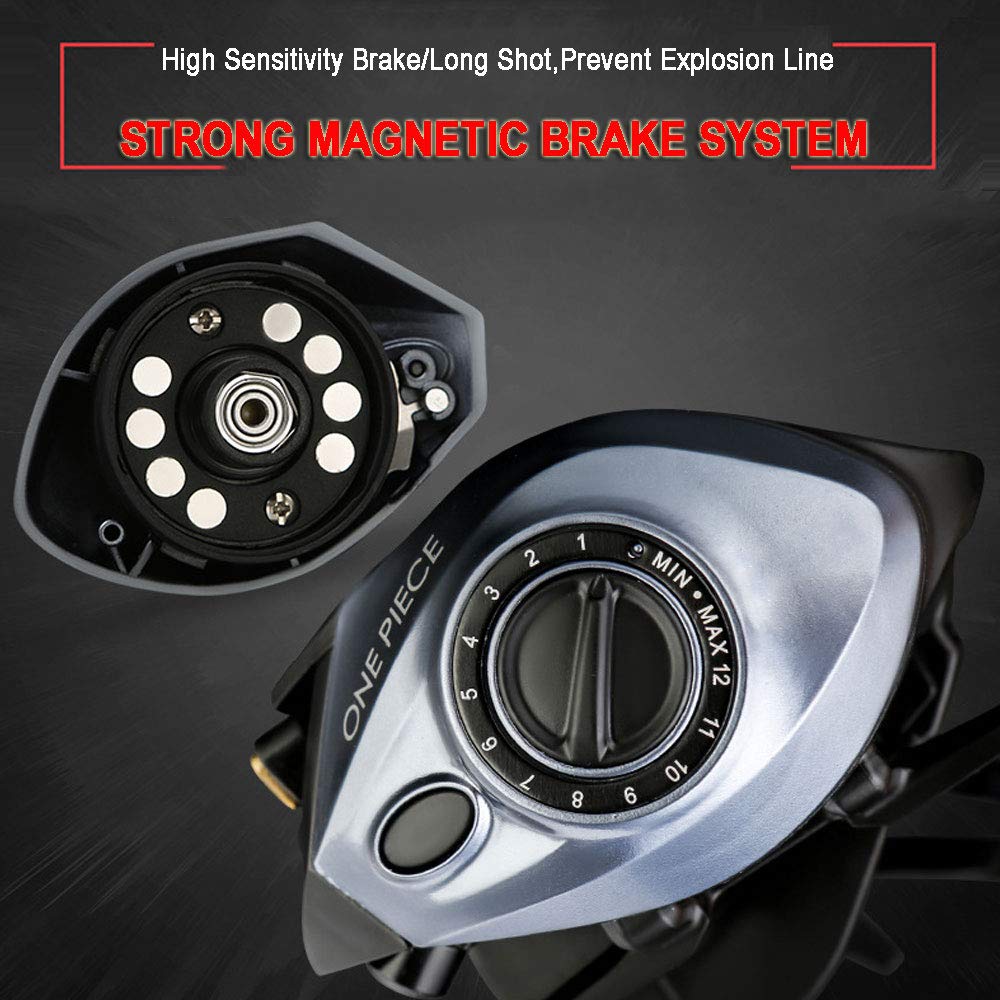 Premium Offshore Baitcasting Reel - Carbon Fiber Lightweight Design with One-Piece Handle | 7.1:1 High Speed Gear Ratio | 12+1BB Magnetic Brake System | Saltwater Boat Fishing Reel (HZ100-Right Hand) - Perfect for Deep Sea Fishing & Big Game Angling