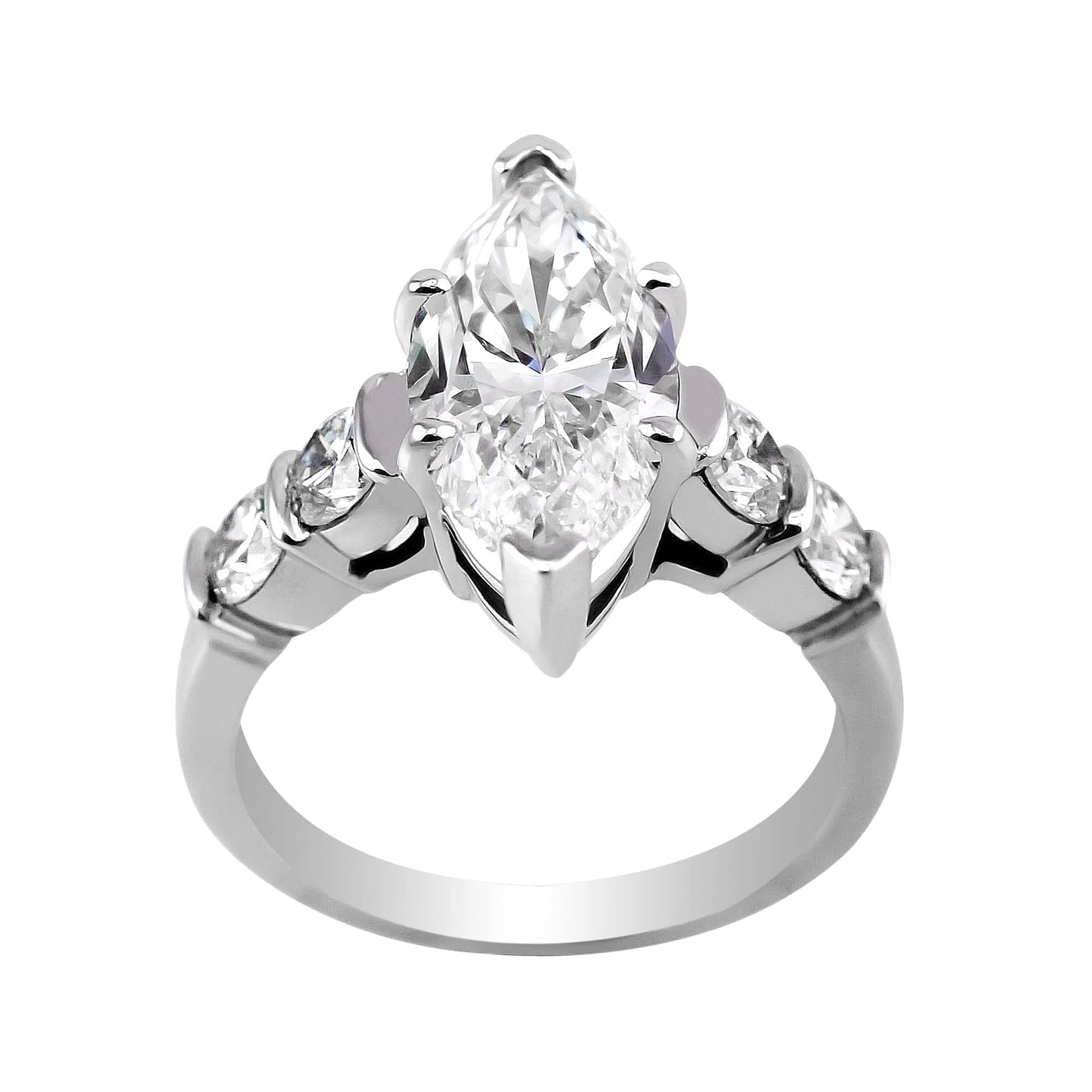 18K White Gold 3 Carat Marquise Cut Diamond Engagement Ring for Women - Perfect for Proposals, Anniversaries & Special Occasions