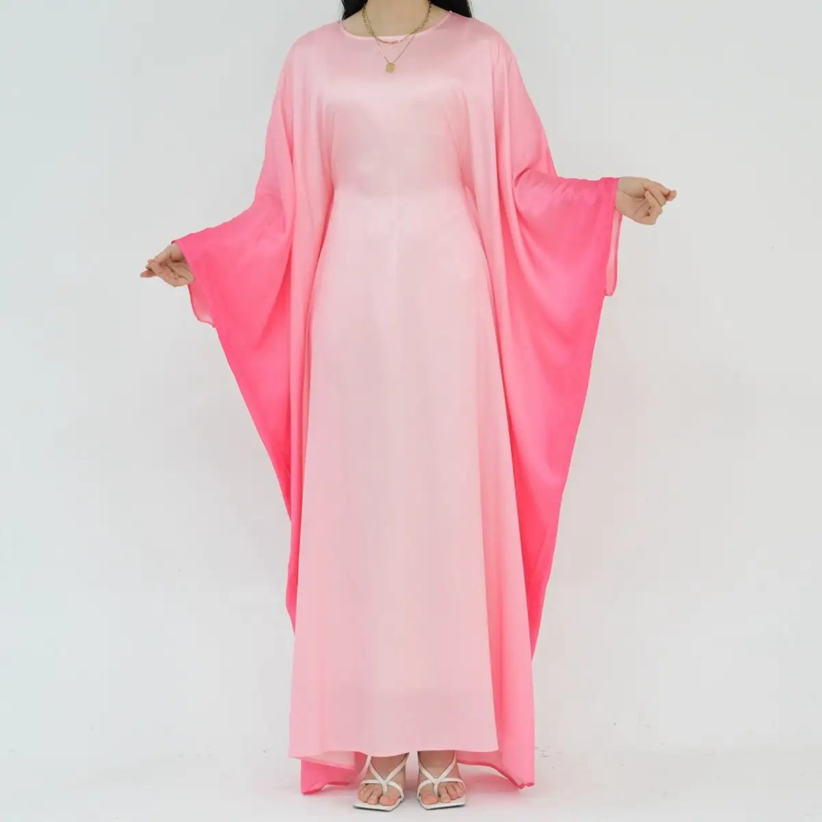 Elegant Butterfly Gradient Batwing Sleeve Women's Farasha Abaya Dress for Muslim Prayer, Wedding & Special Occasions
