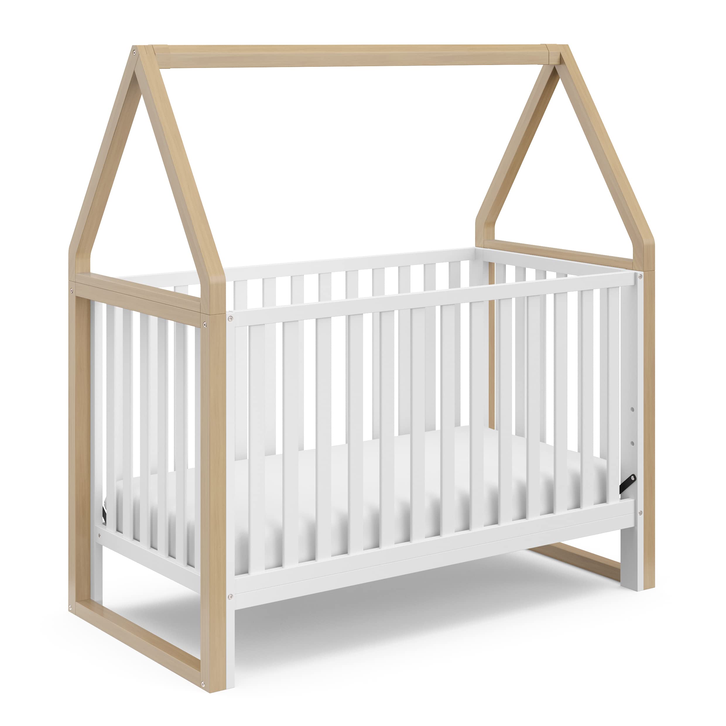 Storkcraft Orchard 5-in-1 Convertible Crib (White with Driftwood) – GREENGUARD Gold Certified Baby Crib | Converts to Toddler Bed, Daybed & Full Bed | Safe Nursery Furniture for Newborns & Toddlers | Perfect for Modern Nurseries & Small Bedrooms