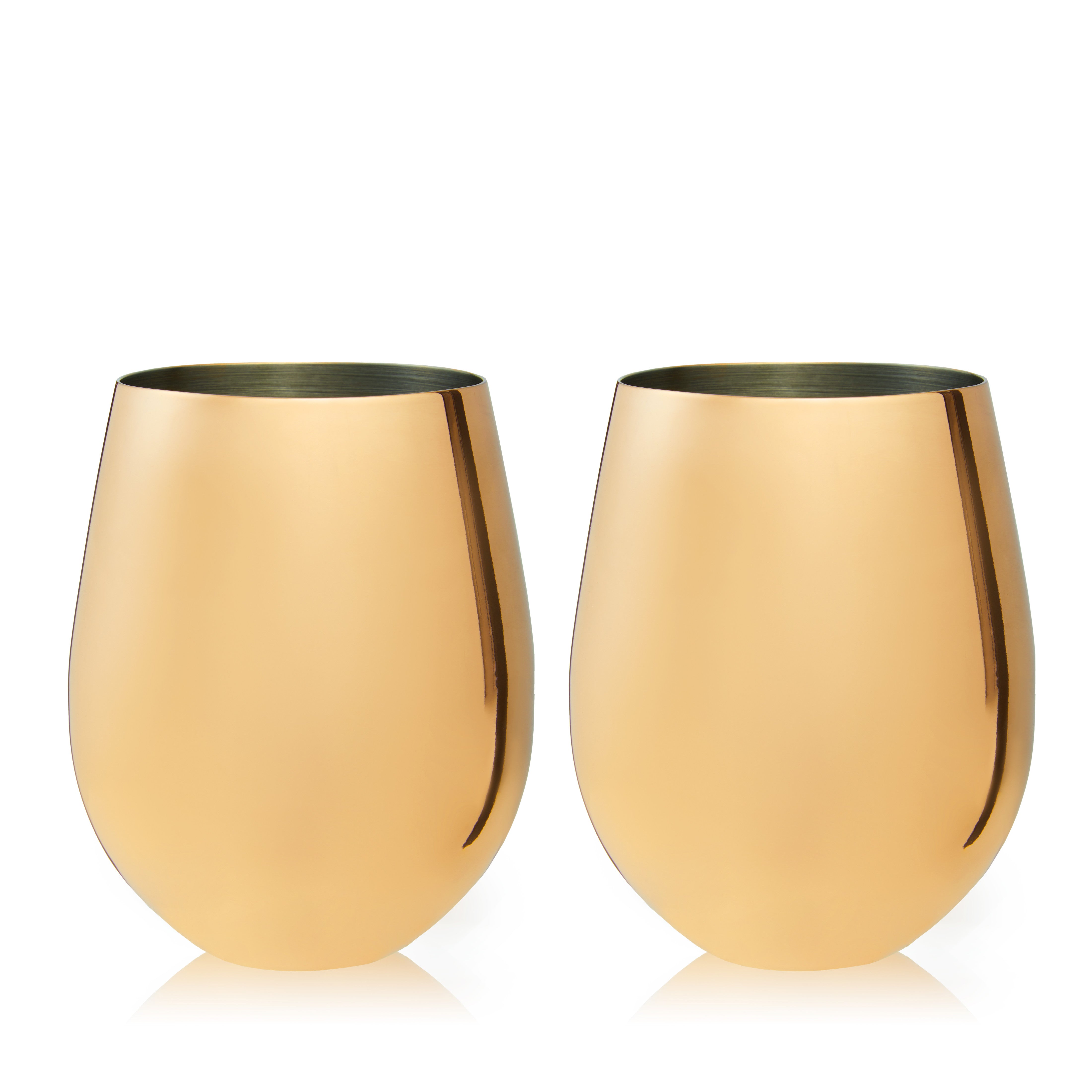 Premium Gold Stainless Steel Stemless Wine Glasses Set of 2 - Shatterproof & Dishwasher Safe for Indoor/Outdoor Use - Perfect for Parties, Picnics, and Home Entertaining
