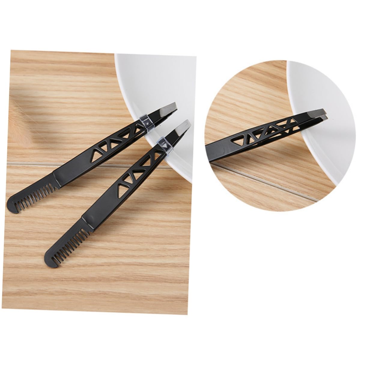 4 Pcs Professional Slant Tweezers Set - Stainless Steel Eyebrow Plucker, Ingrown Hair & Ear Hair Remover, Precision Grooming Tools (Black, 10x1cm) - Perfect for Eyebrow Shaping, Facial Hair Removal & Personal Grooming Kit