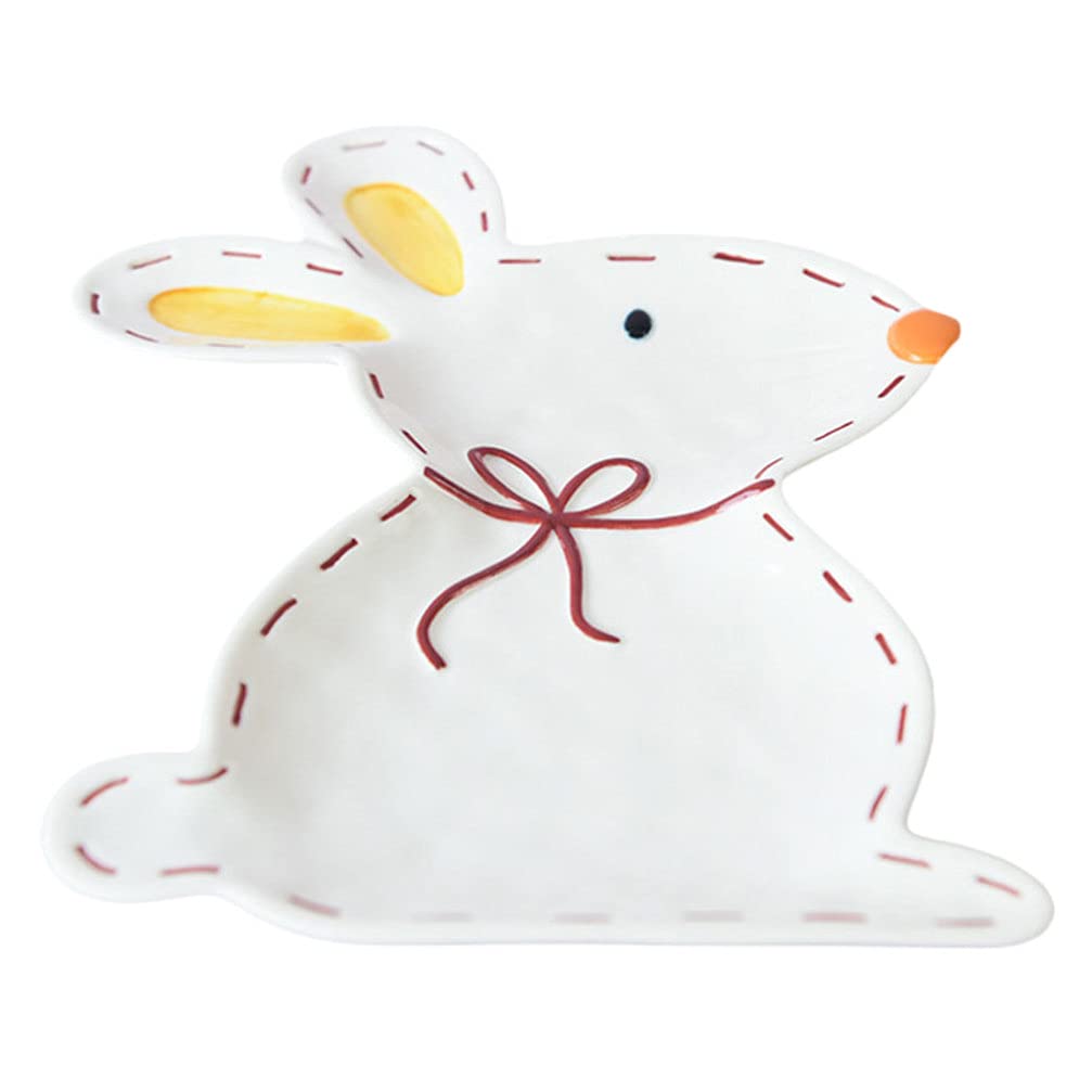Cabilock Ceramic Rabbit-Shaped Plate - Appetizer, Dessert, Salad, Pasta Bowl - Elegant Food Serving Tray for Fruit, Snacks, and Small Dishes - Perfect for Dinner Parties, Tea Time, and Home Decor