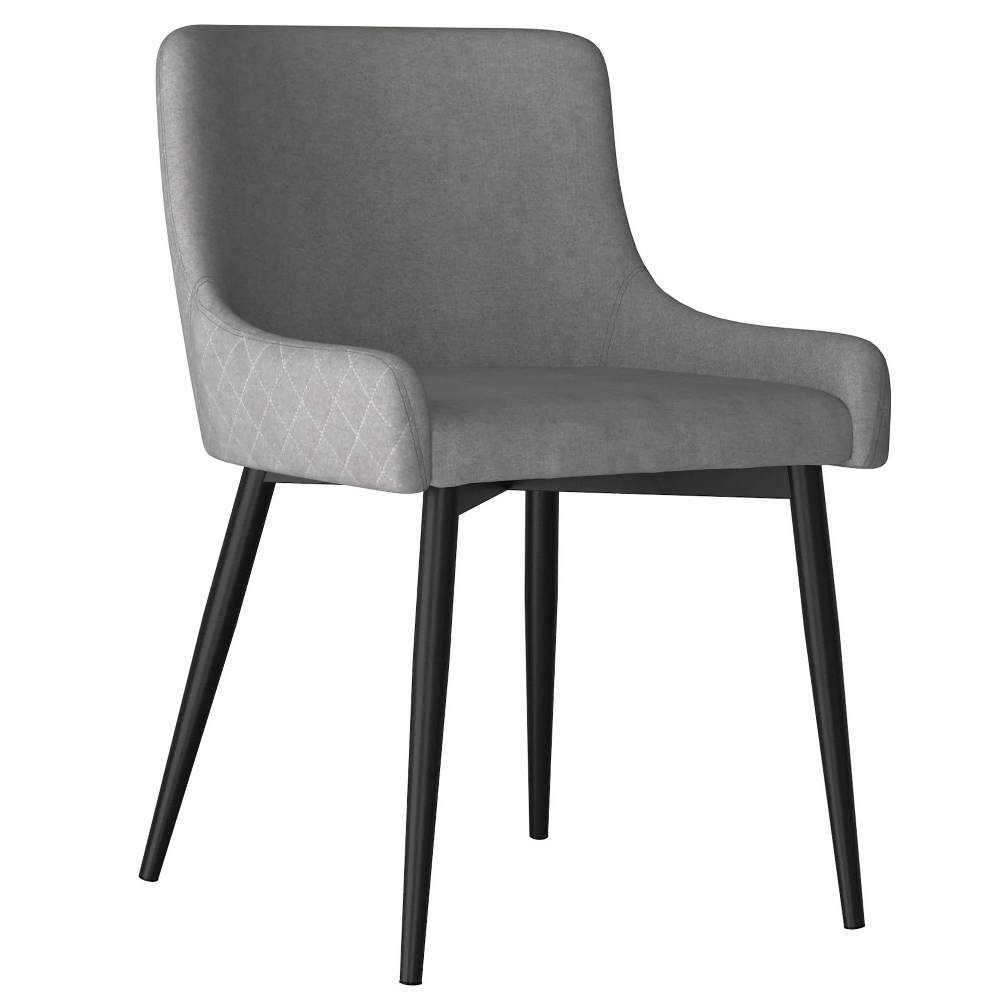 Bianca Modern Side Chairs Set of 2 - Grey Upholstery with Black Metal Legs - Perfect for Dining Room, Kitchen, Office or Living Room Accent Seating