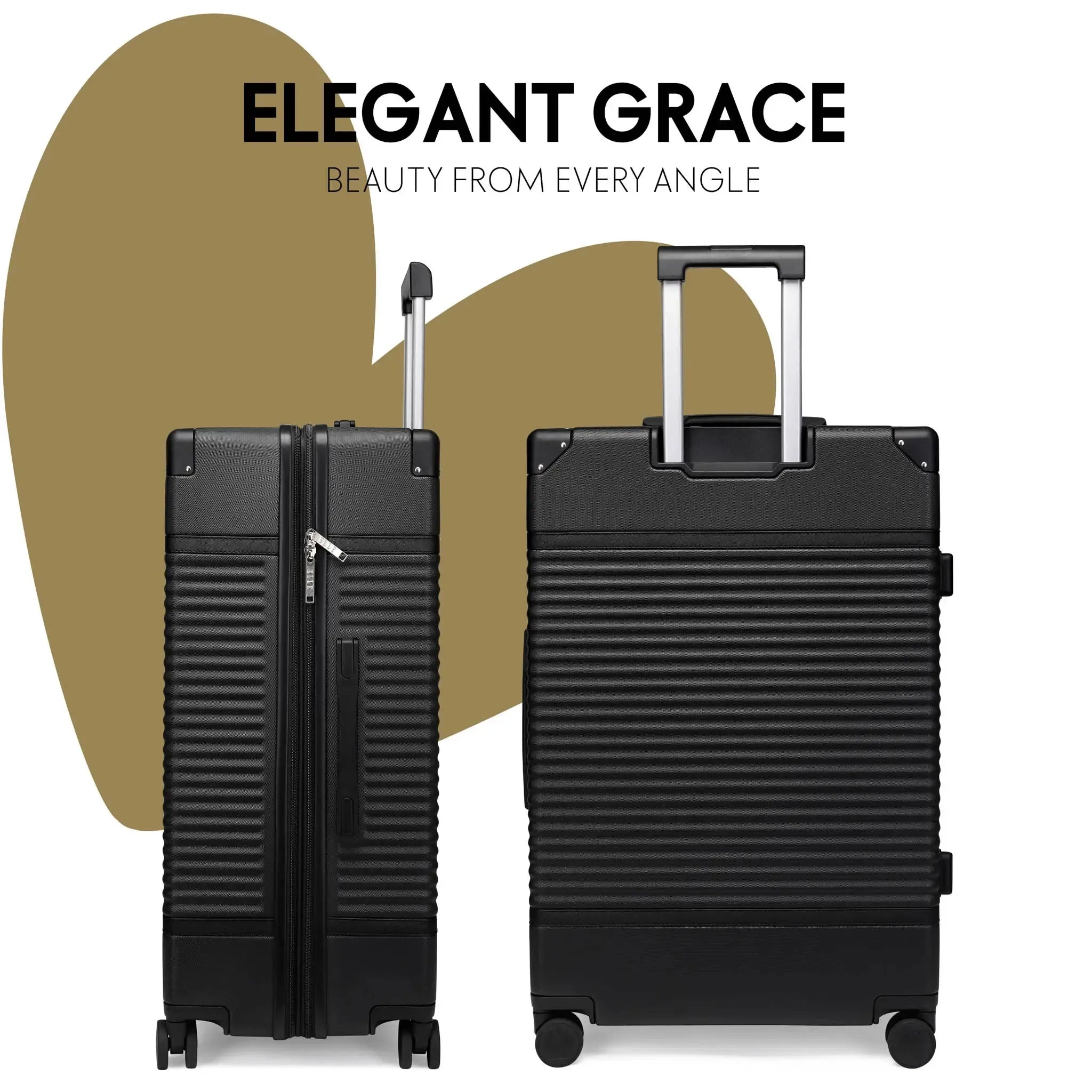 Vintage Expandable 3-Piece Luggage Set by Belleville - Lightweight Spinner Suitcase for Travel, Business Trips & Weekend Getaways