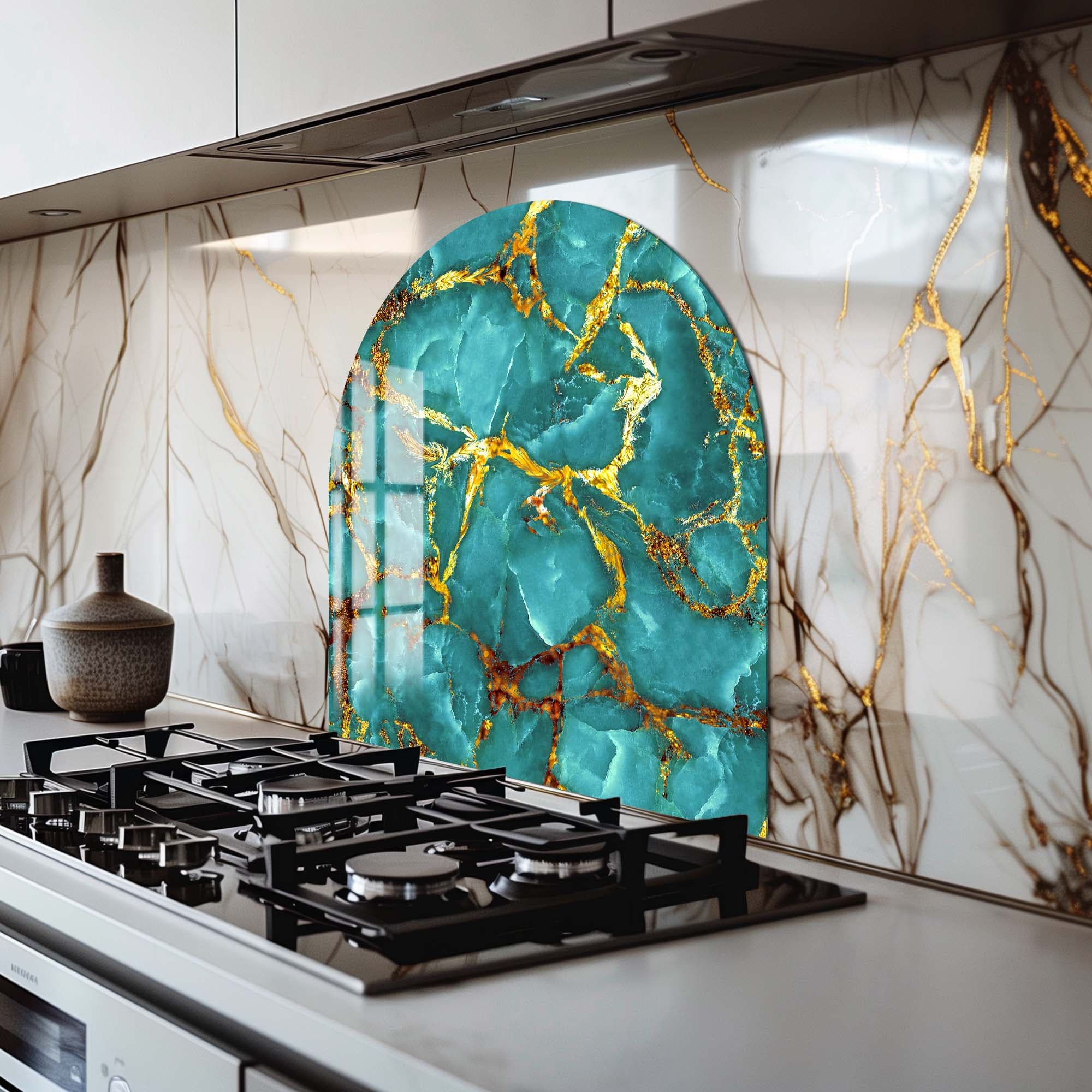 Sea Green Marble Glass Splashback - Elegant Kitchen Backsplash for Modern Homes | Perfect for Kitchens, Bathrooms & Commercial Spaces