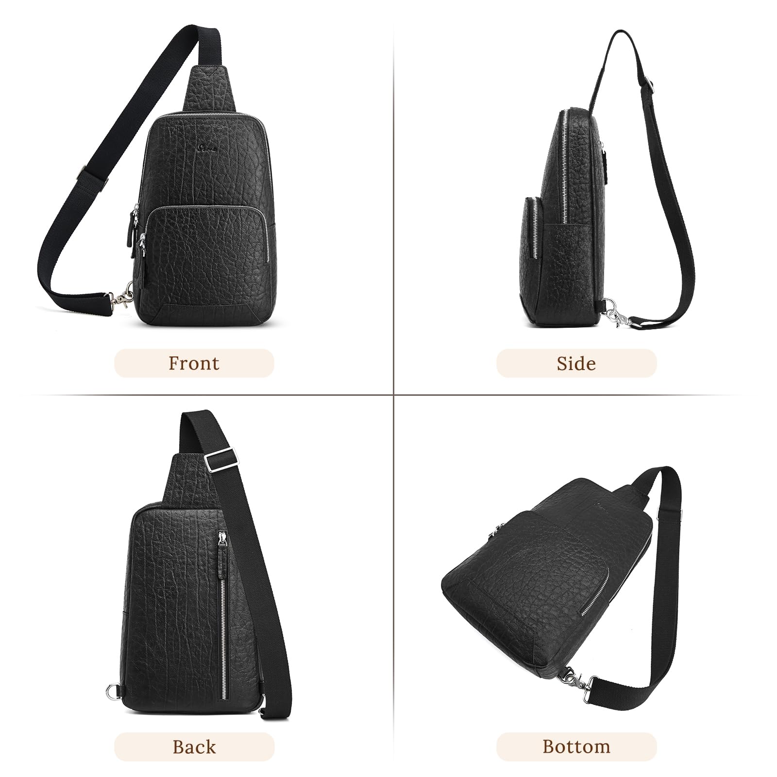 S-ZONE RFID Blocking Genuine Leather Crossbody Sling Bag for Men & Women - Anti-Theft Shoulder Bag Backpack for Hiking, Travel & Daily Use | Perfect for Commuting, Shopping & Outdoor Adventures