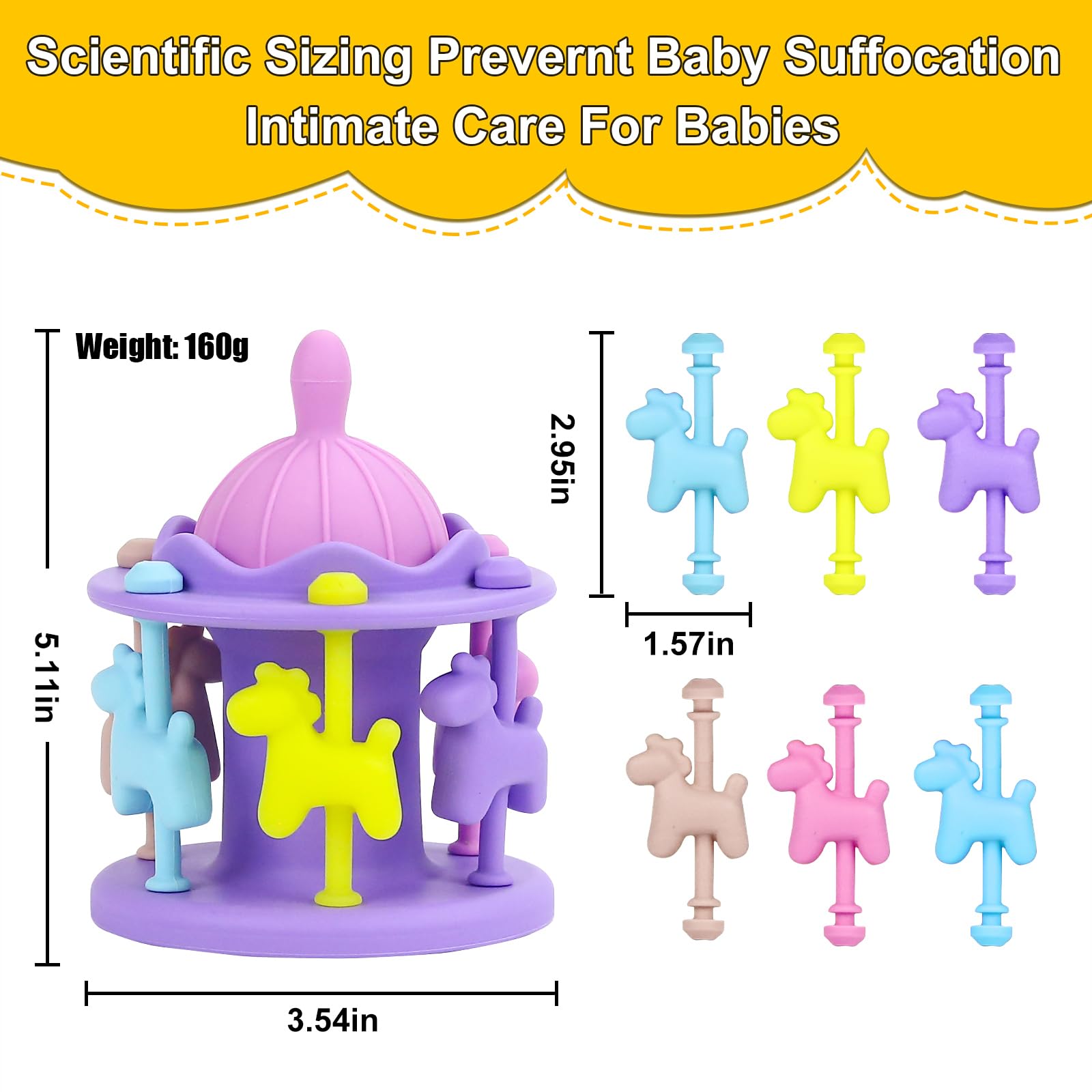 DDMY Baby Teether Toy - Safe Silicone Rattle for 0-12 Months | Soothing Teething Relief | Perfect Gift for Infants