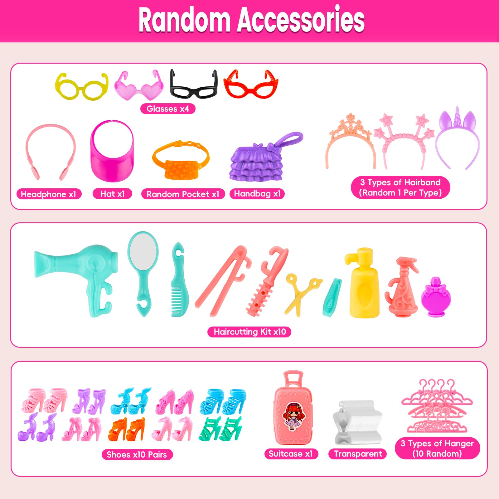 110 Pcs Doll Clothes & Accessories Set - Wedding & Casual Outfits for Girls' Doll Play