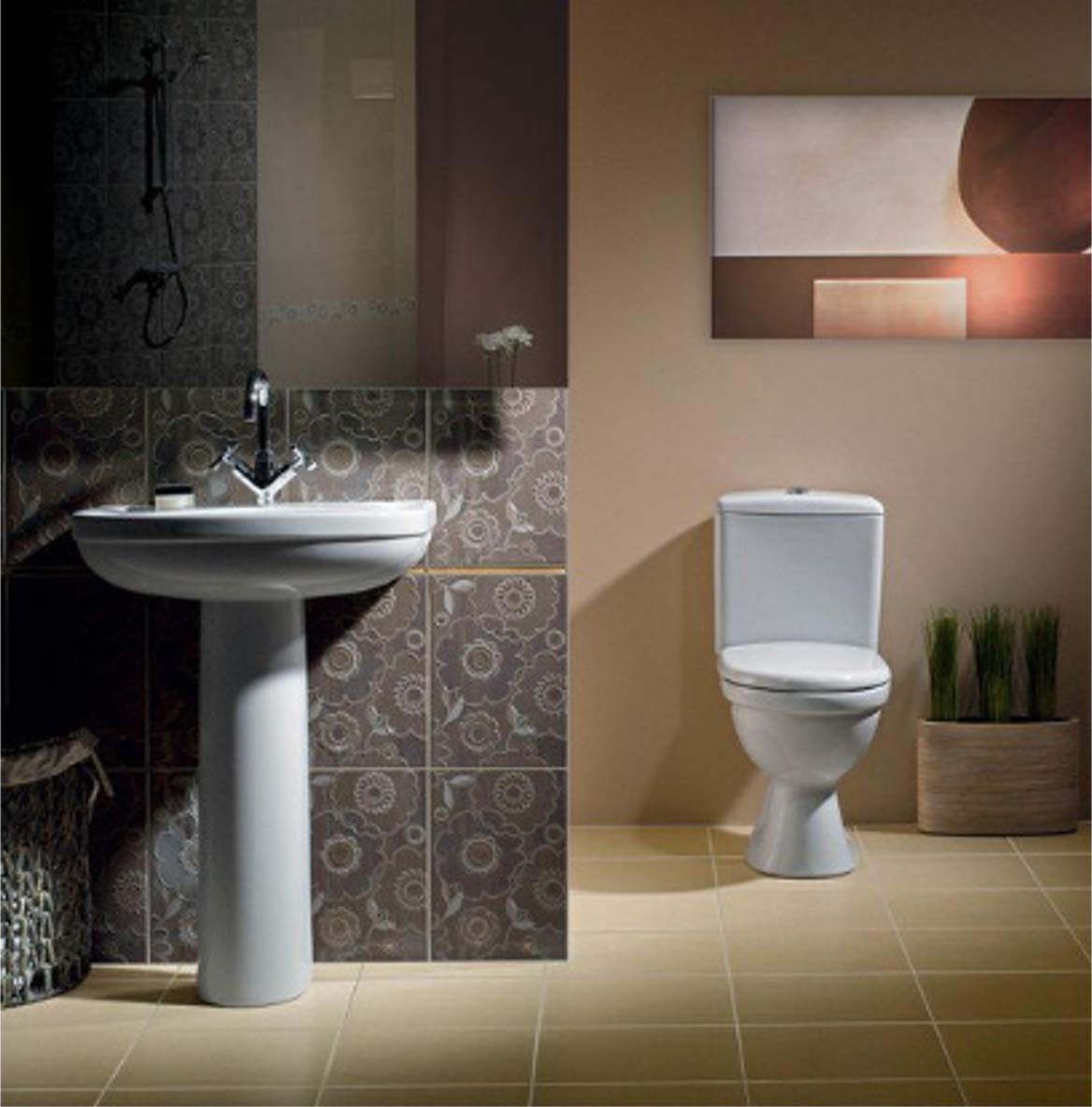 Ceramic Toilet Stand Complete Set - Modern Design with WC Tank & Polypropylene Seat for Horizontal Water Outlet Connection - Perfect for Bathroom Renovation & Home Upgrade