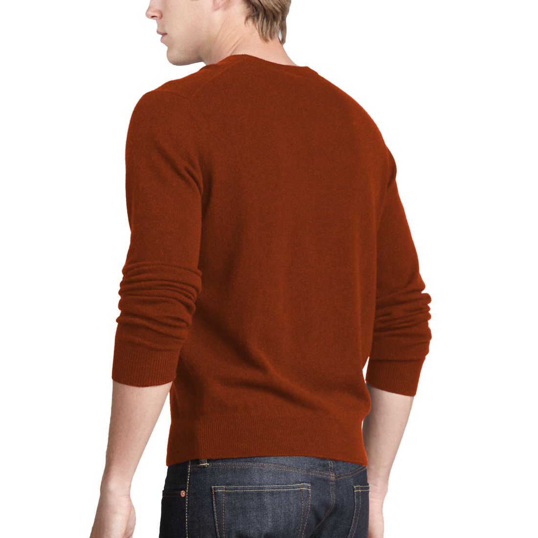 Parisbonbon Men's 100% Cashmere V-Neck Sweater - Soft & Warm Light Rust Pullover, Size 3X - Perfect for Office Wear, Winter Outfits & Casual Elegance