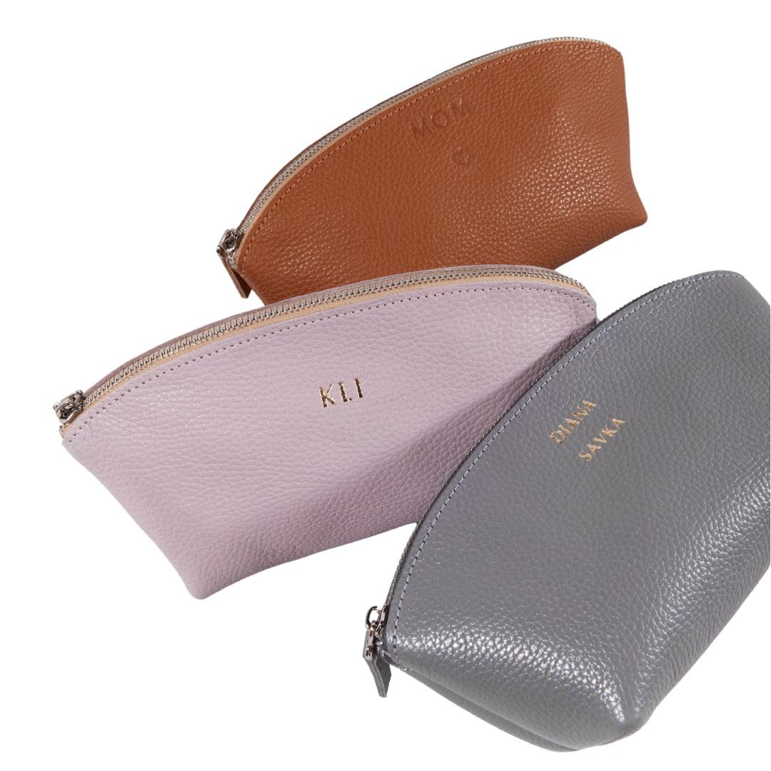 Personalized Leather Toiletry Bag for Women & Men - Custom Travel Cosmetic Pouch - Makeup Organizer - Perfect for Gifts, Vacation & Business Trips (Engraved Name Option)