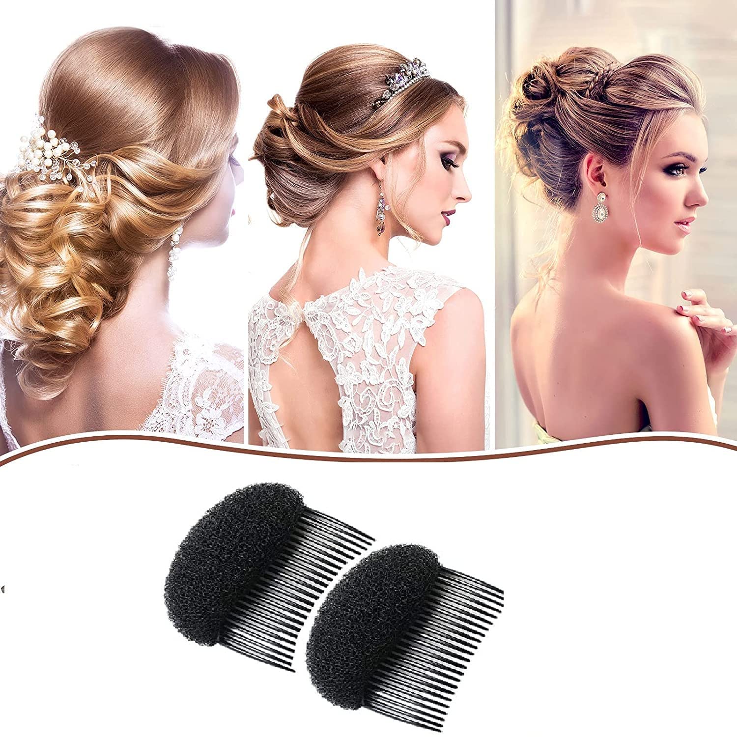 BOXO Hair Puff Maker Volumizer - 2 Pack Hair Base Comb Clip for Women | Create Instant Volume & Lift for Ponytails, Updos & Special Occasions