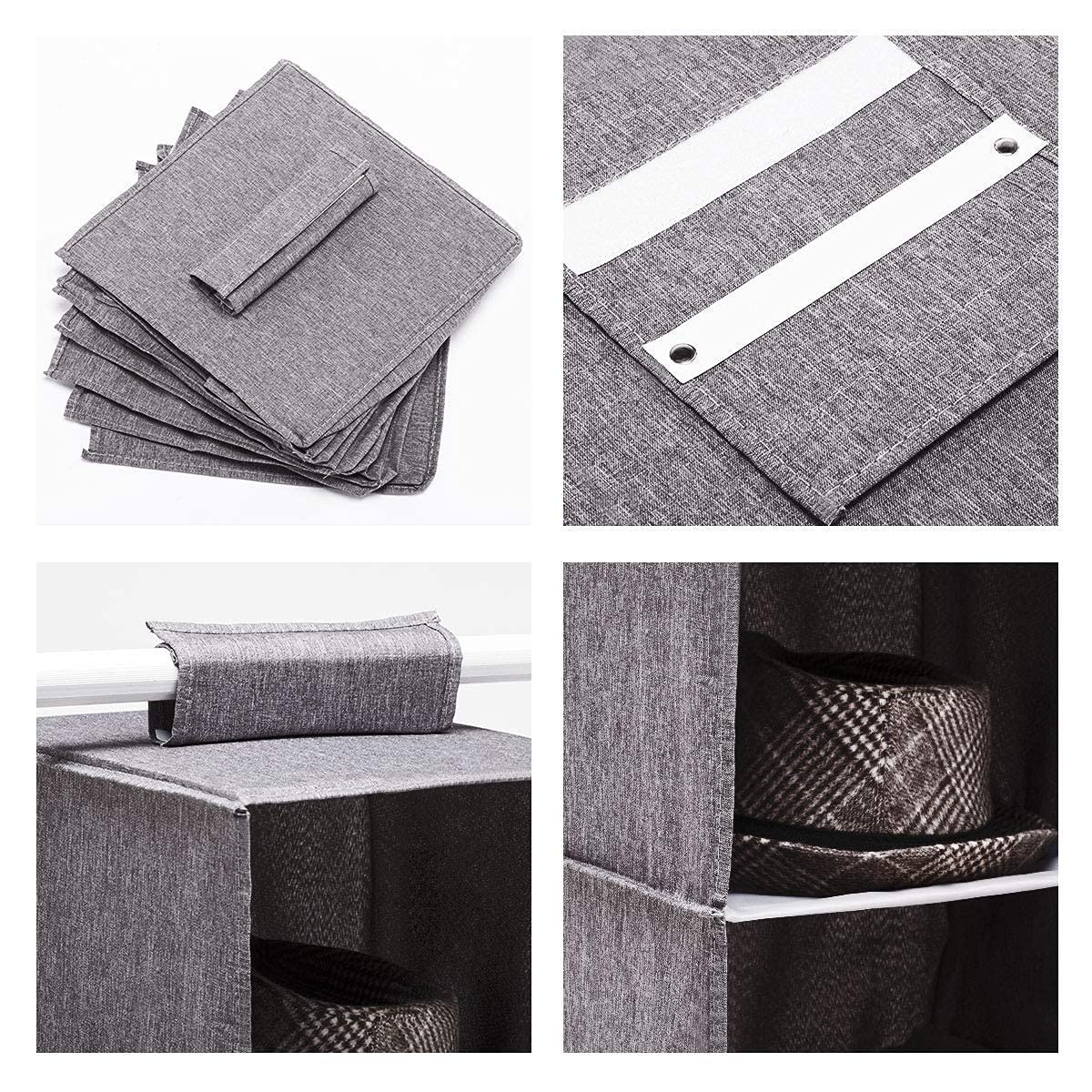 6-Shelf Hanging Closet Organizer with Side Pockets - Space Saving Cloth Storage for Clothes, Shoes & Accessories - Durable Cationic Polyester - Perfect for Bedroom, Dorm, Apartment & Small Spaces