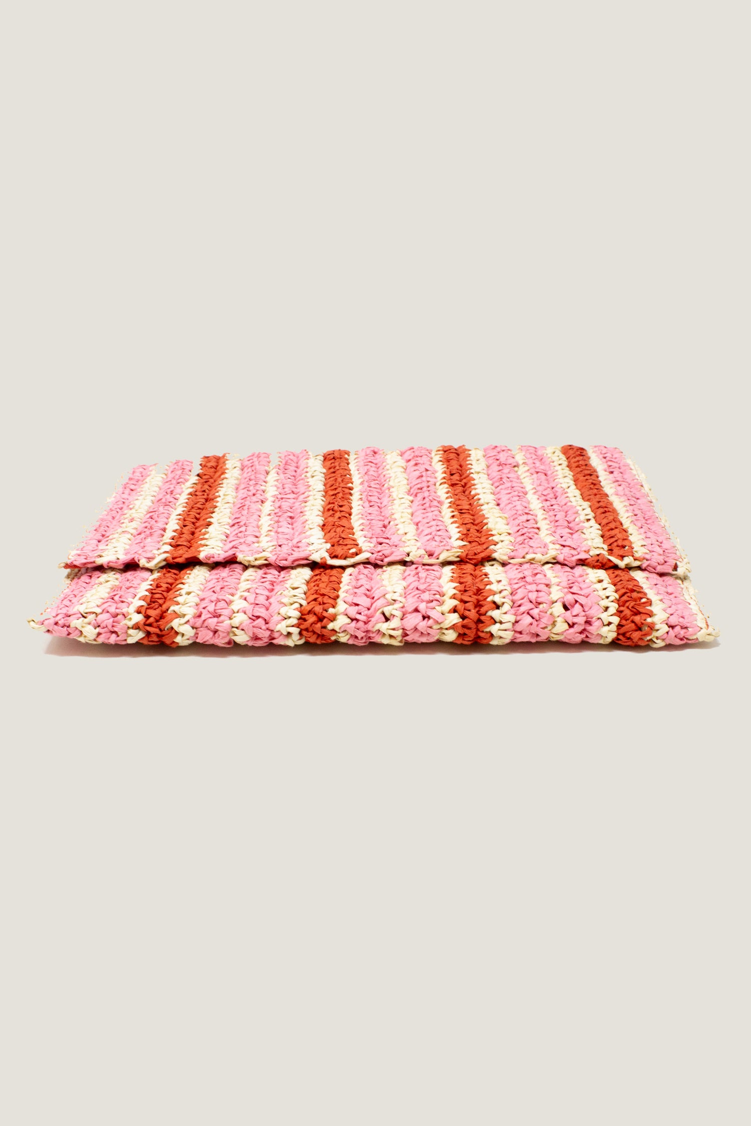 Amalfi Raffia Stripe Clutch Handbag for Women - Red, Pink & Natural Colors | Perfect for Beach Vacations, Summer Parties & Casual Outings