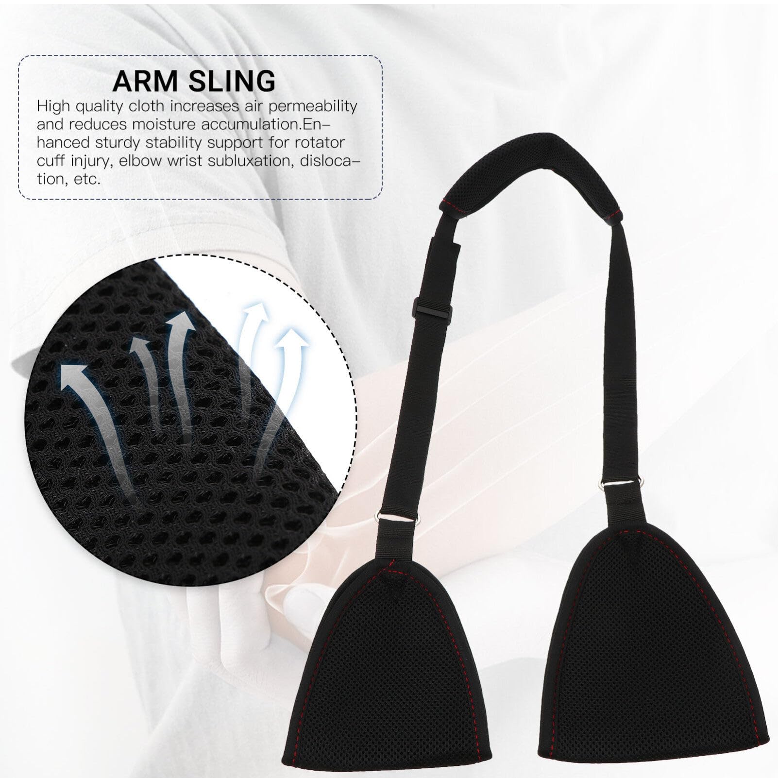 Healifty Adjustable Mesh Arm Sling & Shoulder Immobilizer - Support for Rotator Cuff Injury, Broken Bones, Elbow Wrist & Thumb Injuries (Black with Kickstand) - Ideal for Post-Surgery Recovery & Sports Injury Support