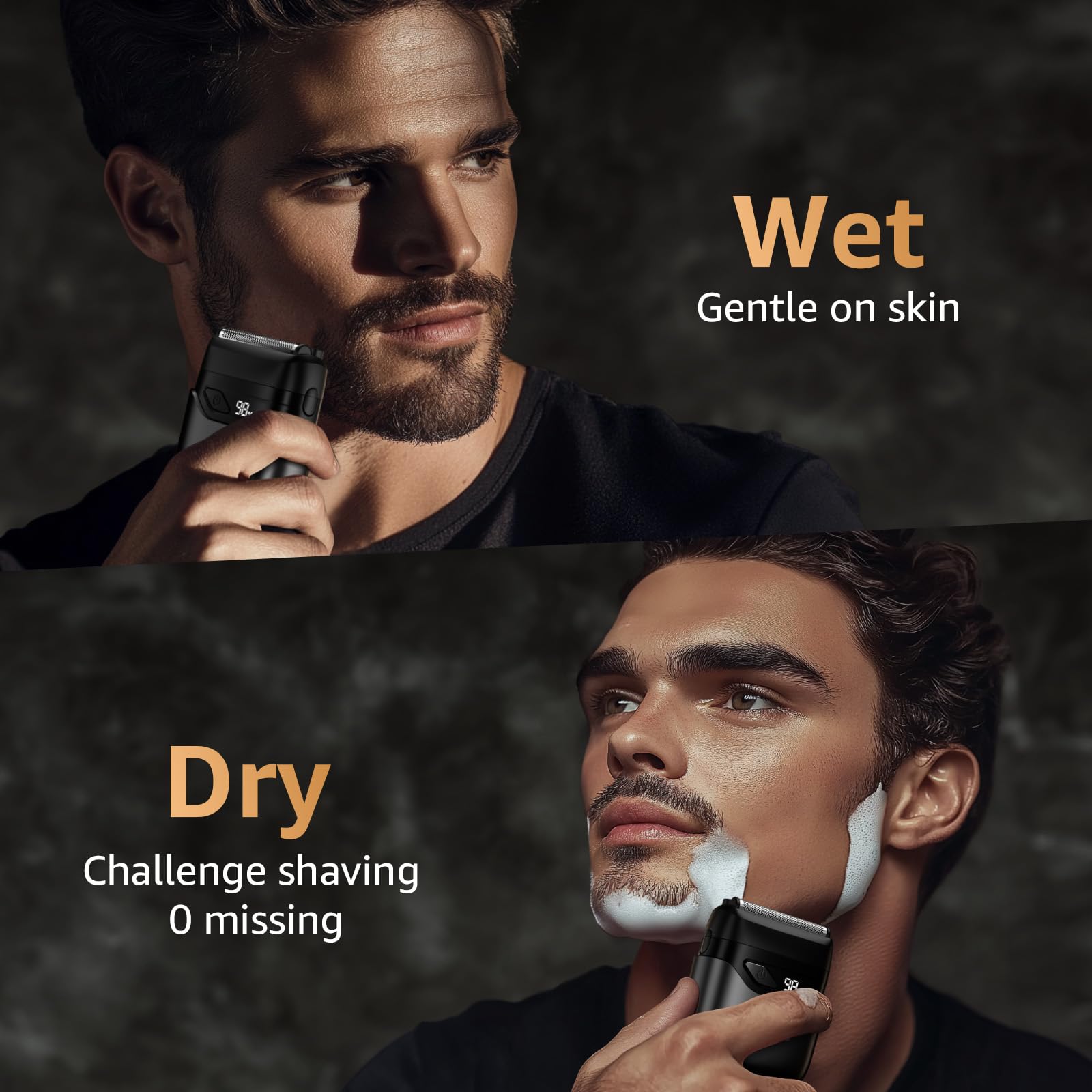 Electric Foil Shaver for Men - Mini Cordless Wet/Dry Razor with LED Display & USB-C Fast Charging | IPX7 Waterproof | Compact Travel & Gym Shaver for Smooth Facial Hair Removal
