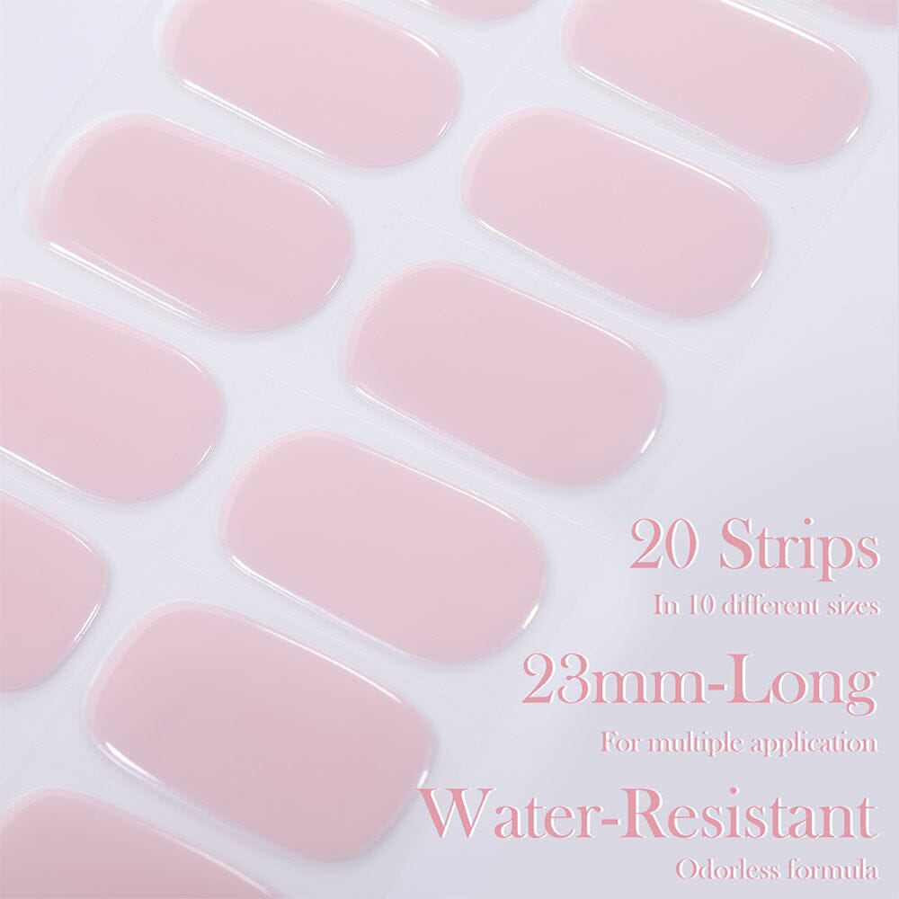 20 Tips Pink Semi Cured Gel Nail Strips N016 - DIY Salon Quality Nails at Home, Perfect for Parties, Weddings & Special Occasions