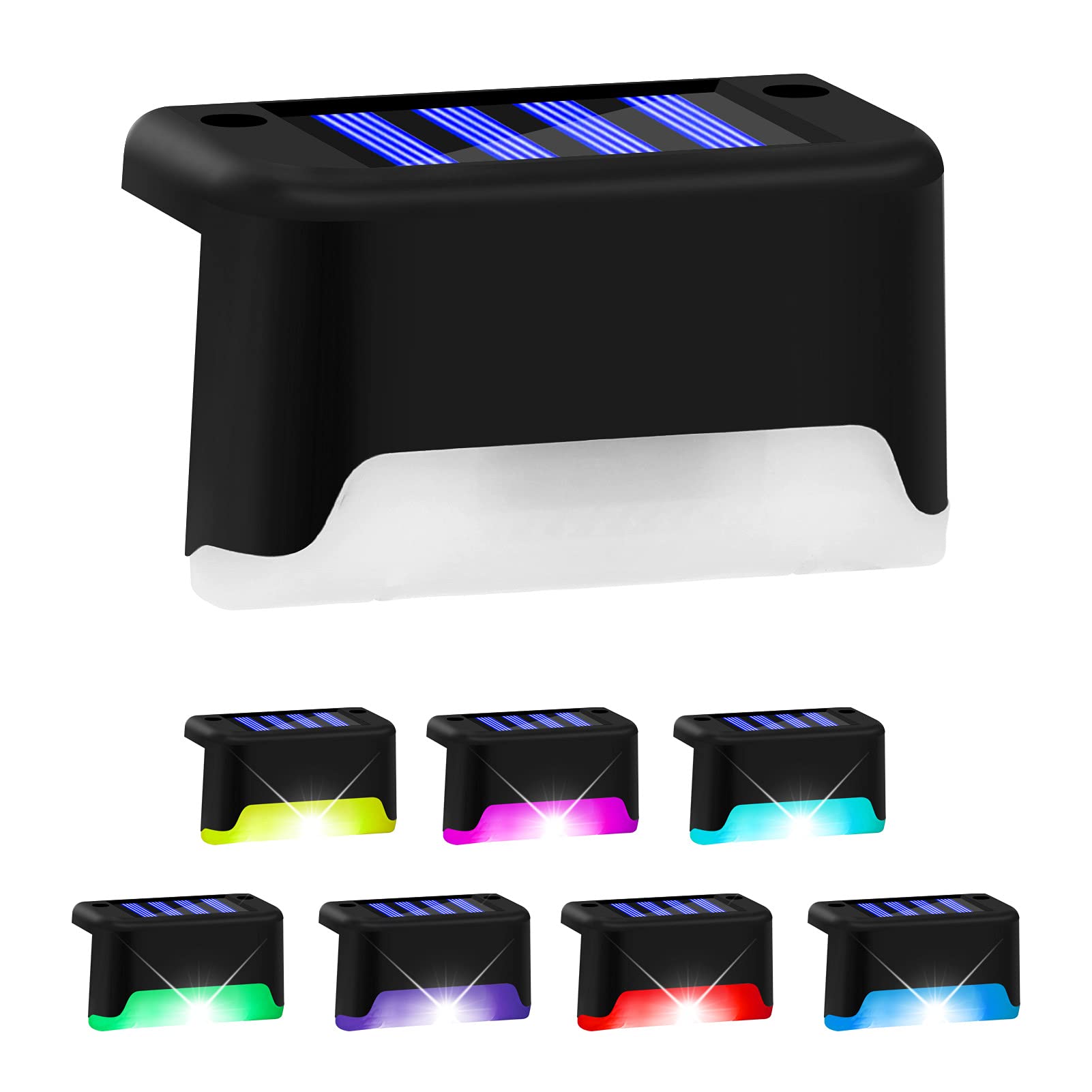 Energy-Saving Solar Deck Lights Outdoor - Waterproof LED Solar Fence & Step Lights with Auto Sensor for Patio, Yard, Pathway, Garden (Black) | Perfect for Railings, Stairs, and Landscape Lighting at Night
