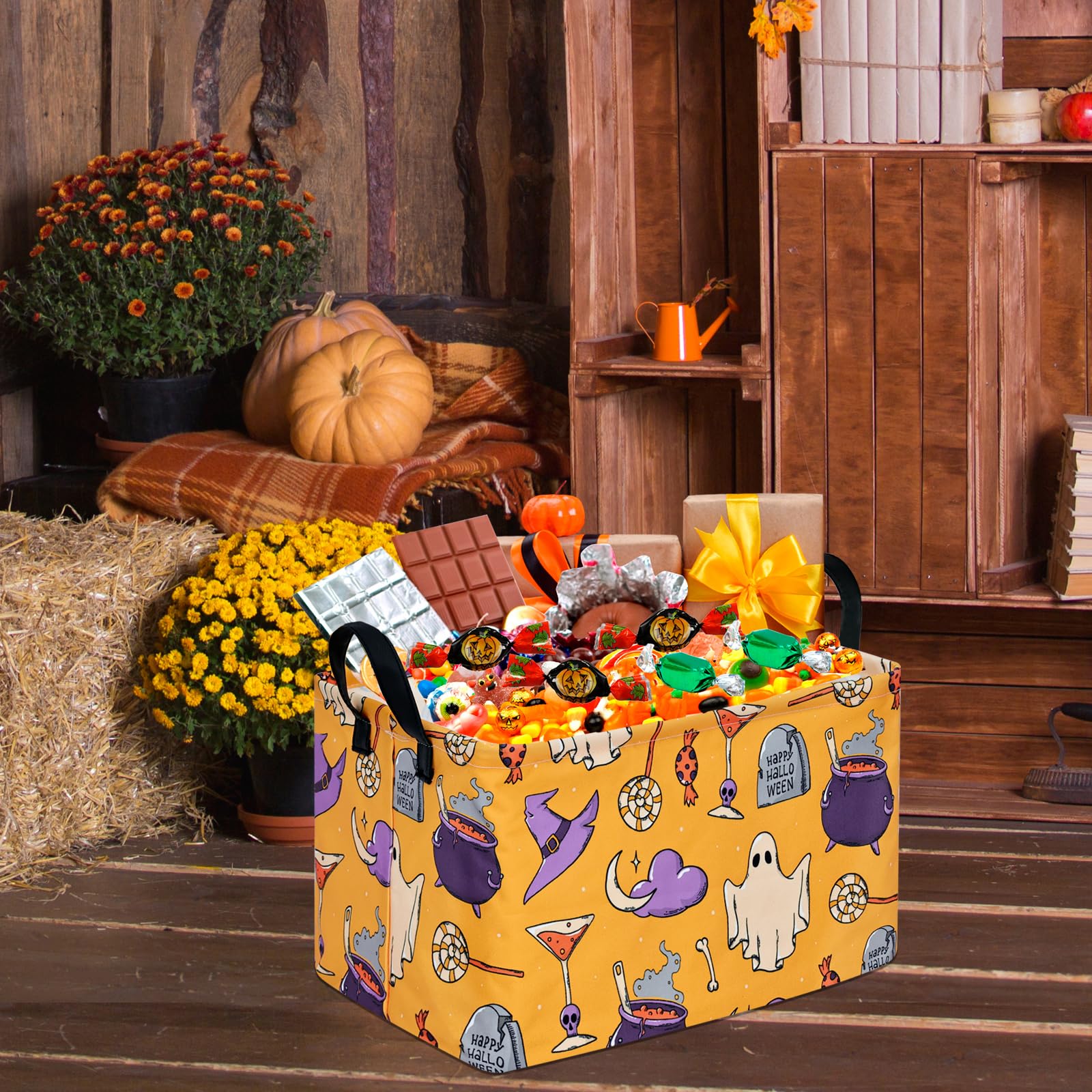 Halloween Toy Storage Basket for Kids - Trick or Treat Organizer for Home & Party
